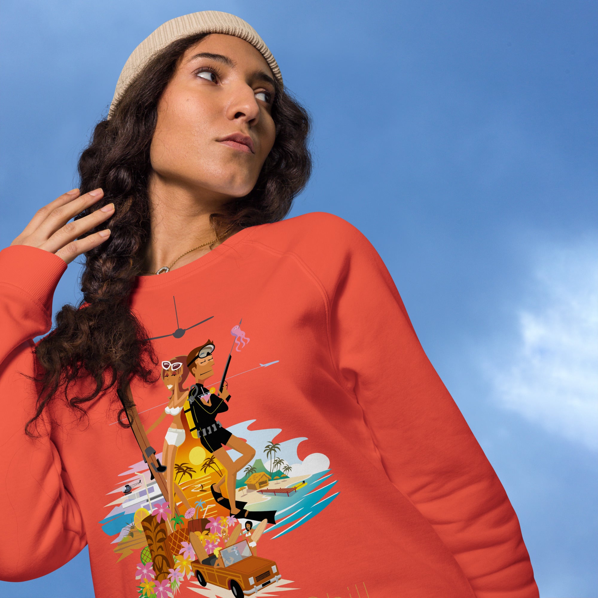 Sweatshirt écologique raglan unisexe License to Chill Vamos a la Playa