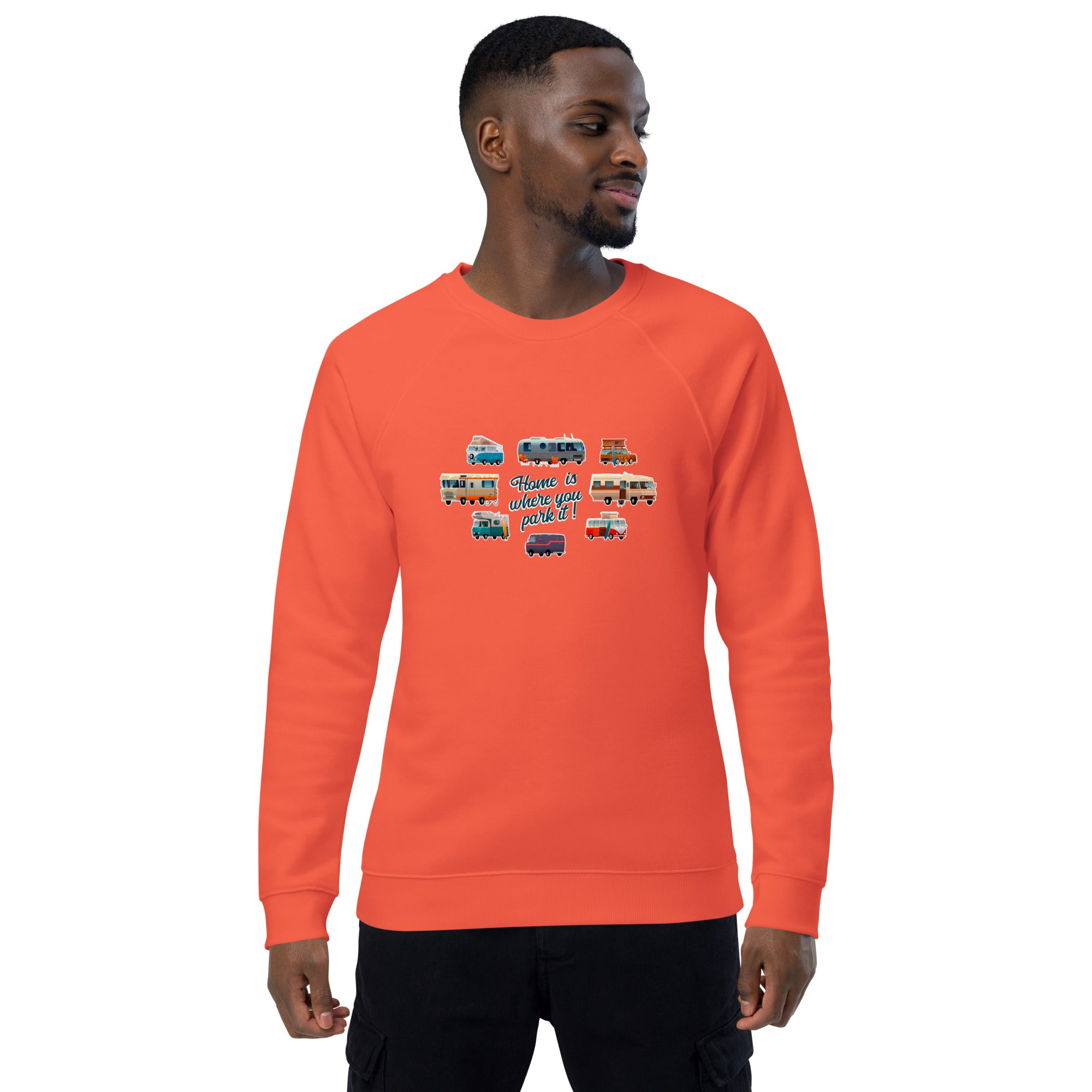 Unisex organic raglan sweatshirt Square Vintage Campers