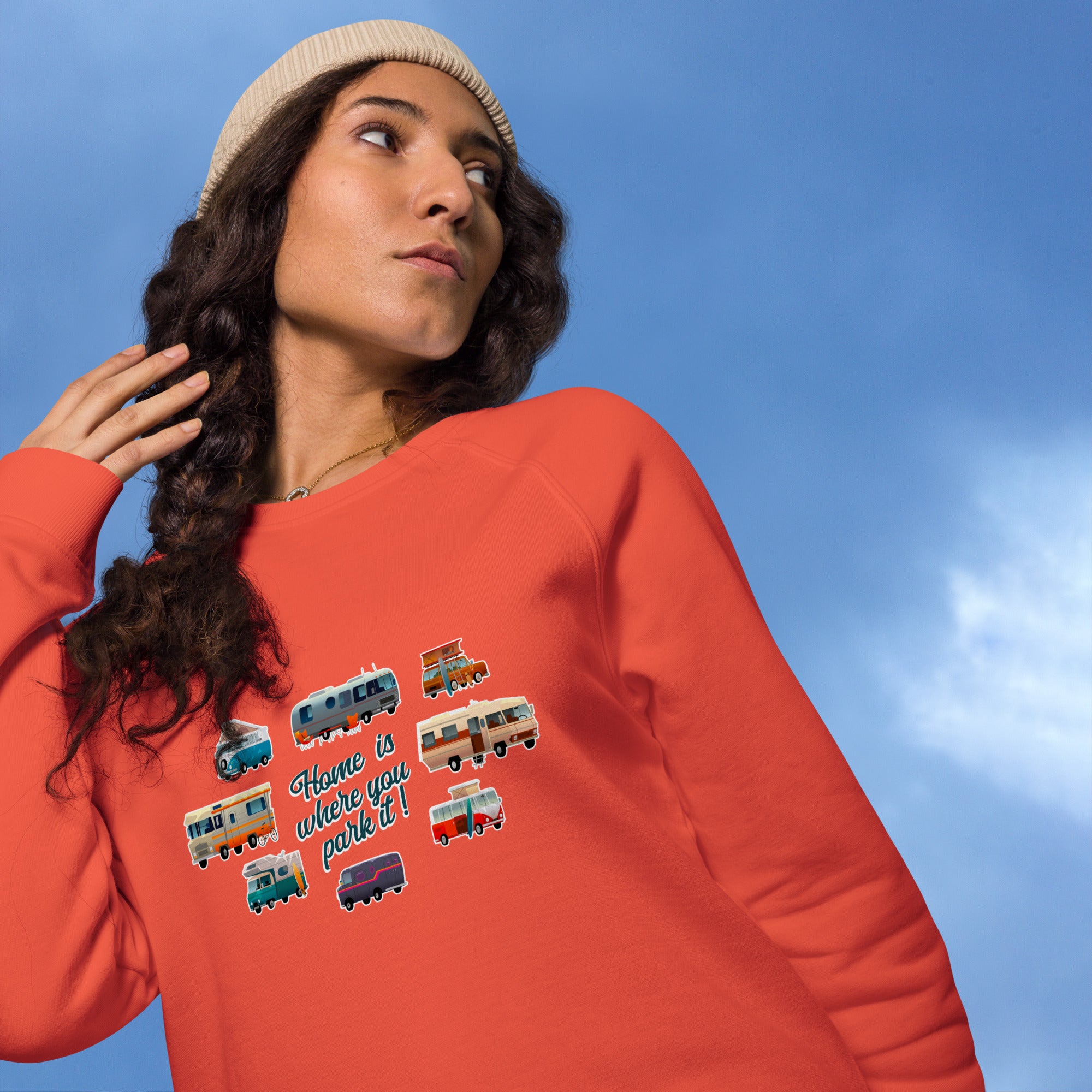 Unisex organic raglan sweatshirt Square Vintage Campers