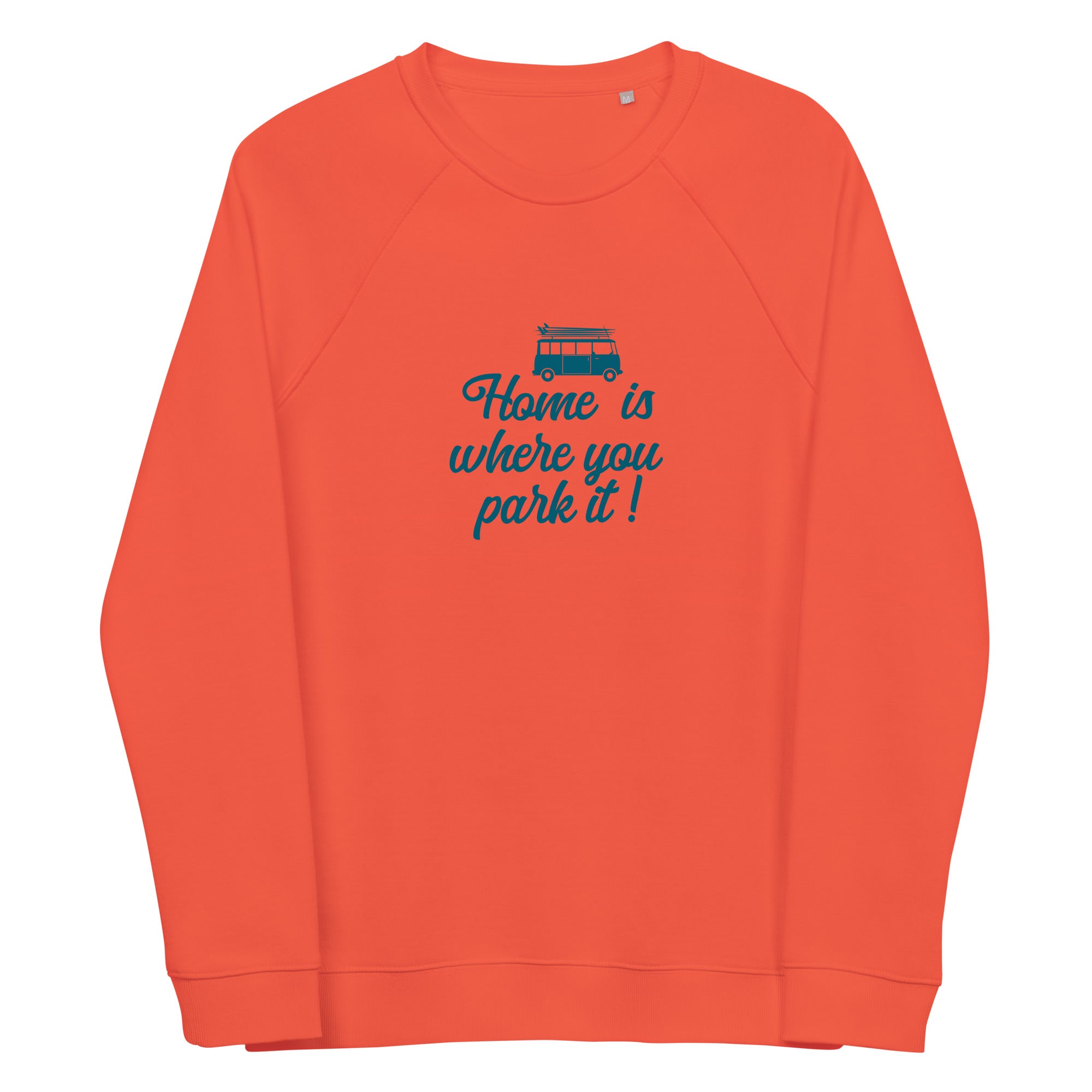Sweatshirt écologique raglan unisexe Blue Surf Combi Home is where you park it