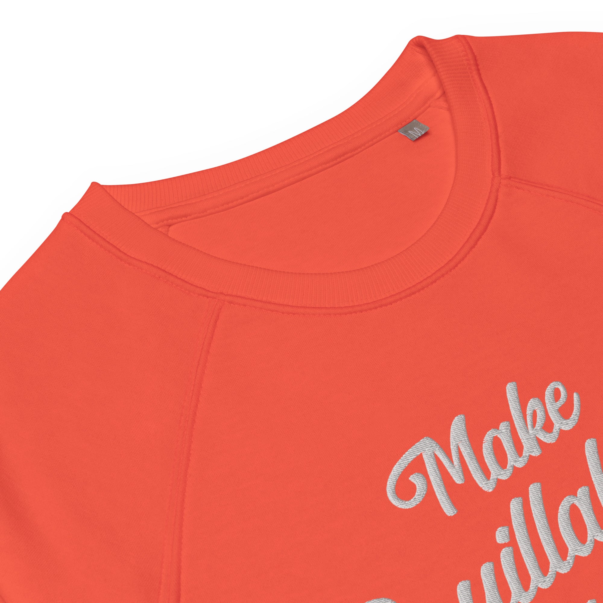 Sweatshirt écologique raglan unisexe Make Bouillabaisse Not War grand motif brodé blanc