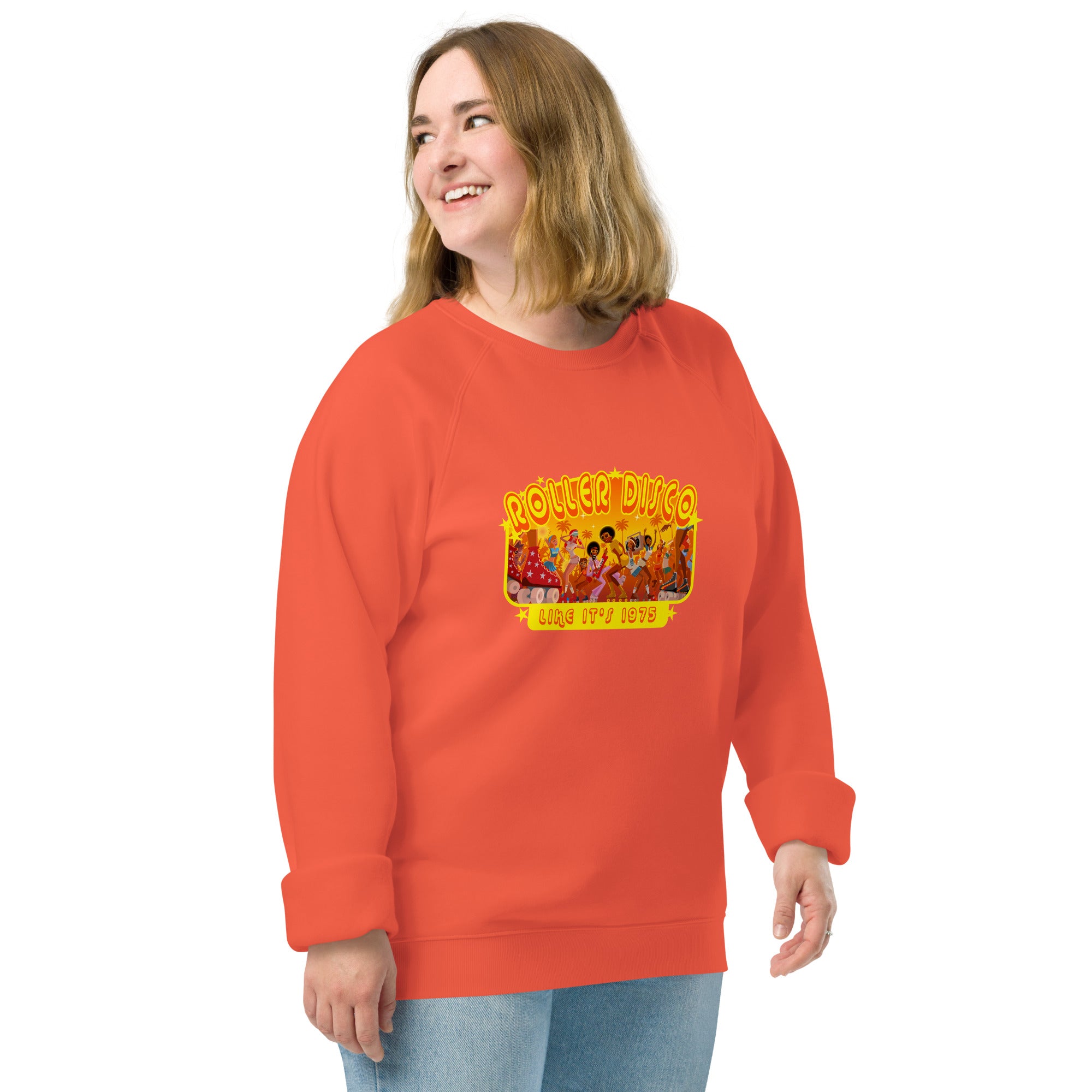 Sweatshirt écologique raglan unisexe Roller Disco 1975