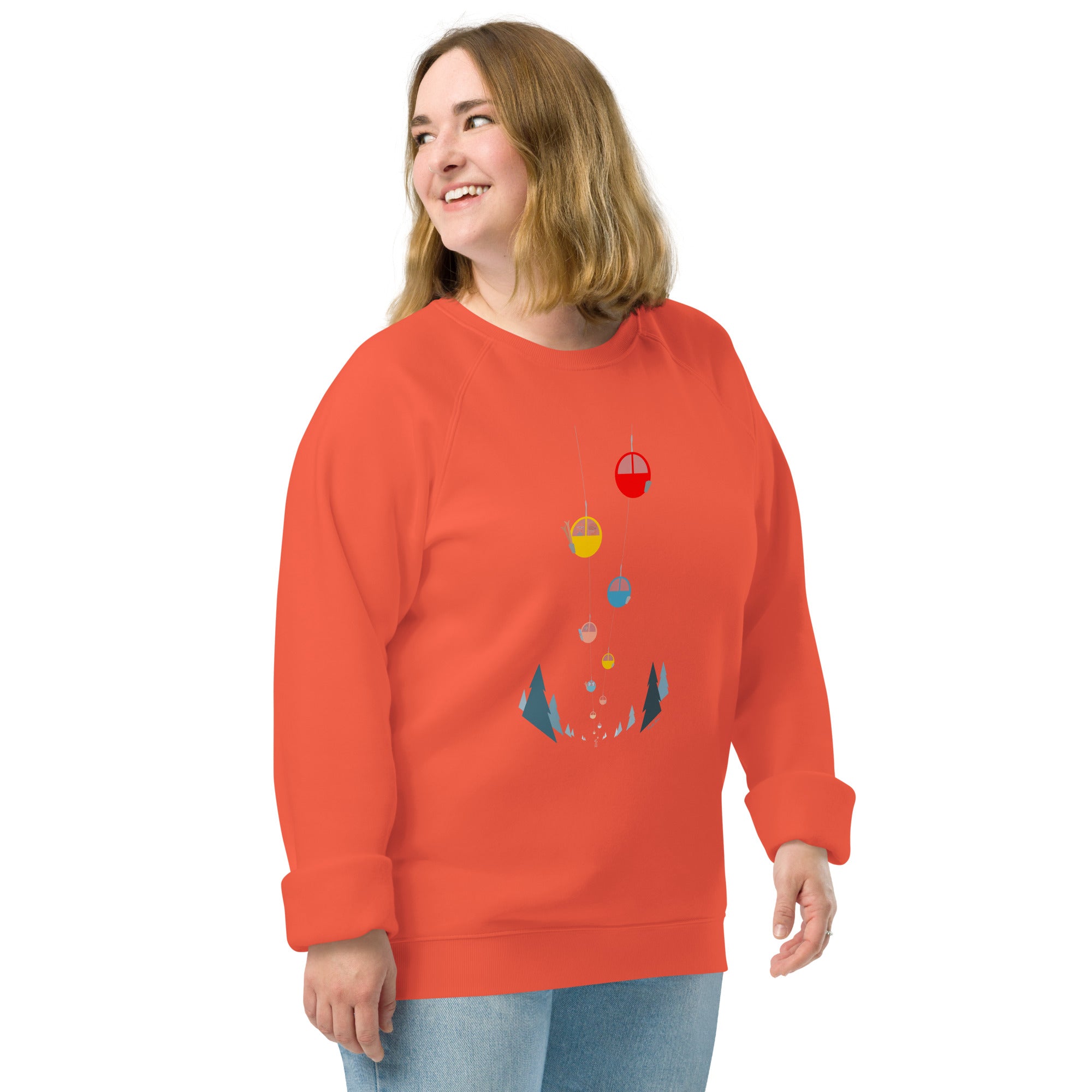 Sweatshirt écologique raglan unisexe Gondolas in the mist