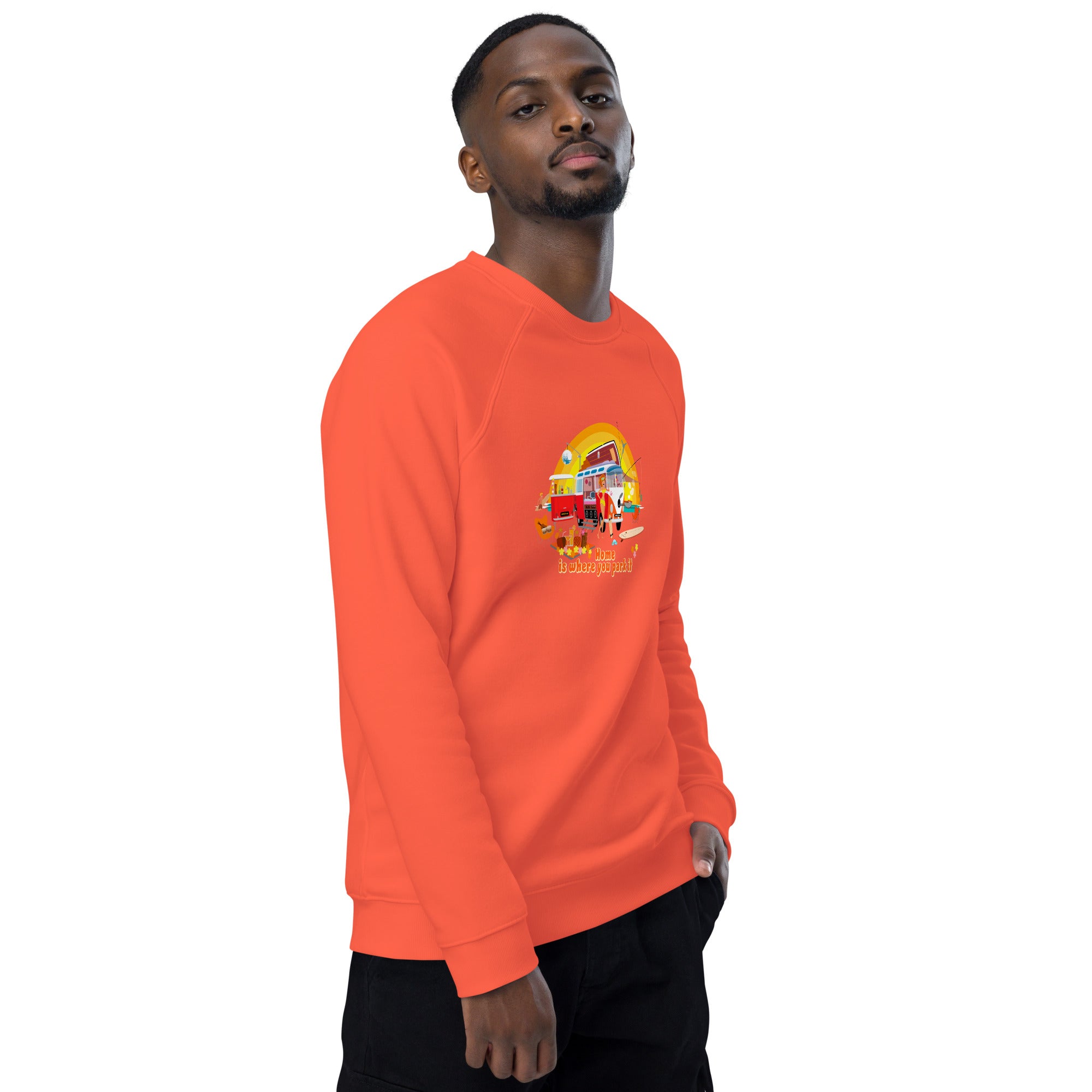 Unisex organic raglan sweatshirt Ultra Combi Home is where you park it