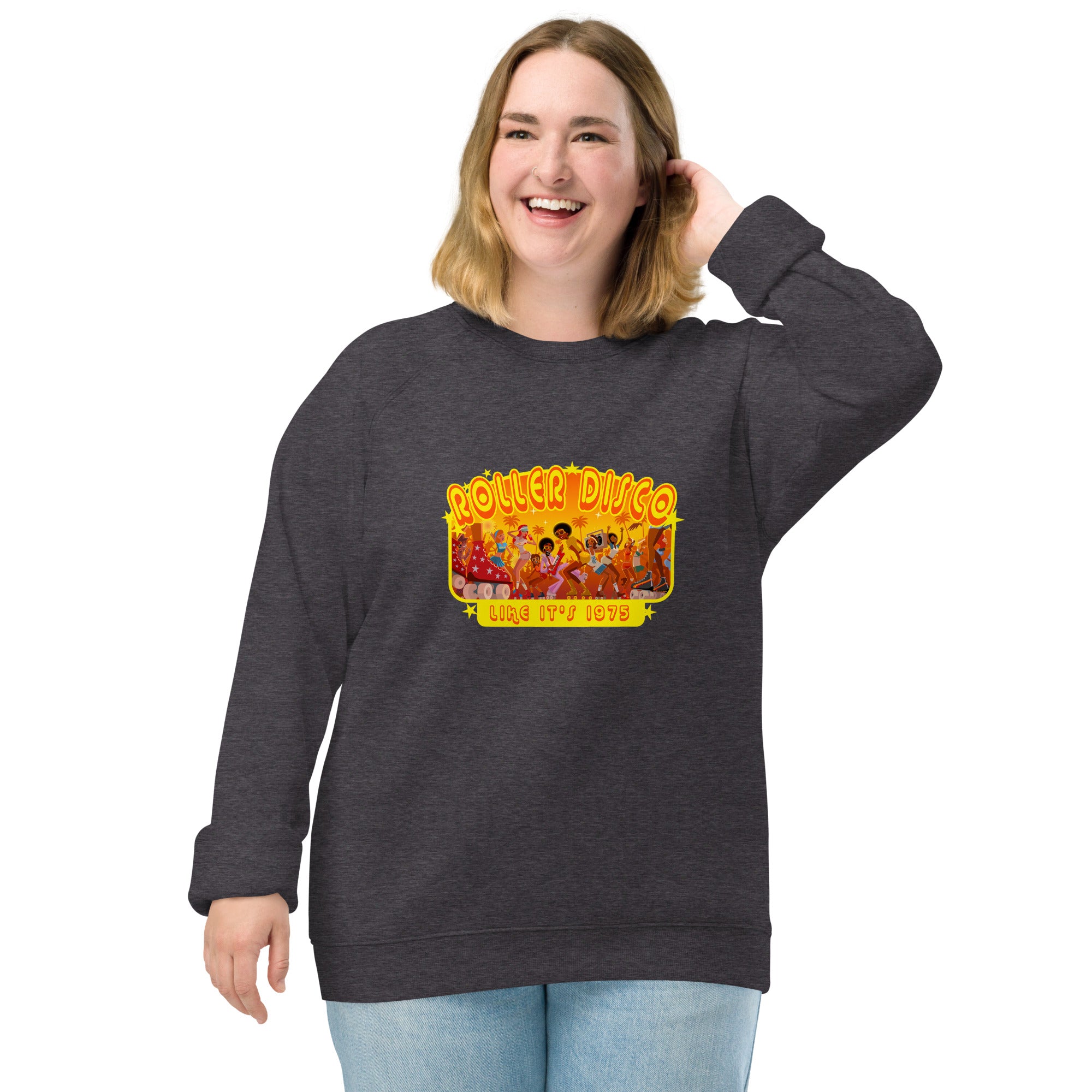 Sweatshirt écologique raglan unisexe Roller Disco 1975