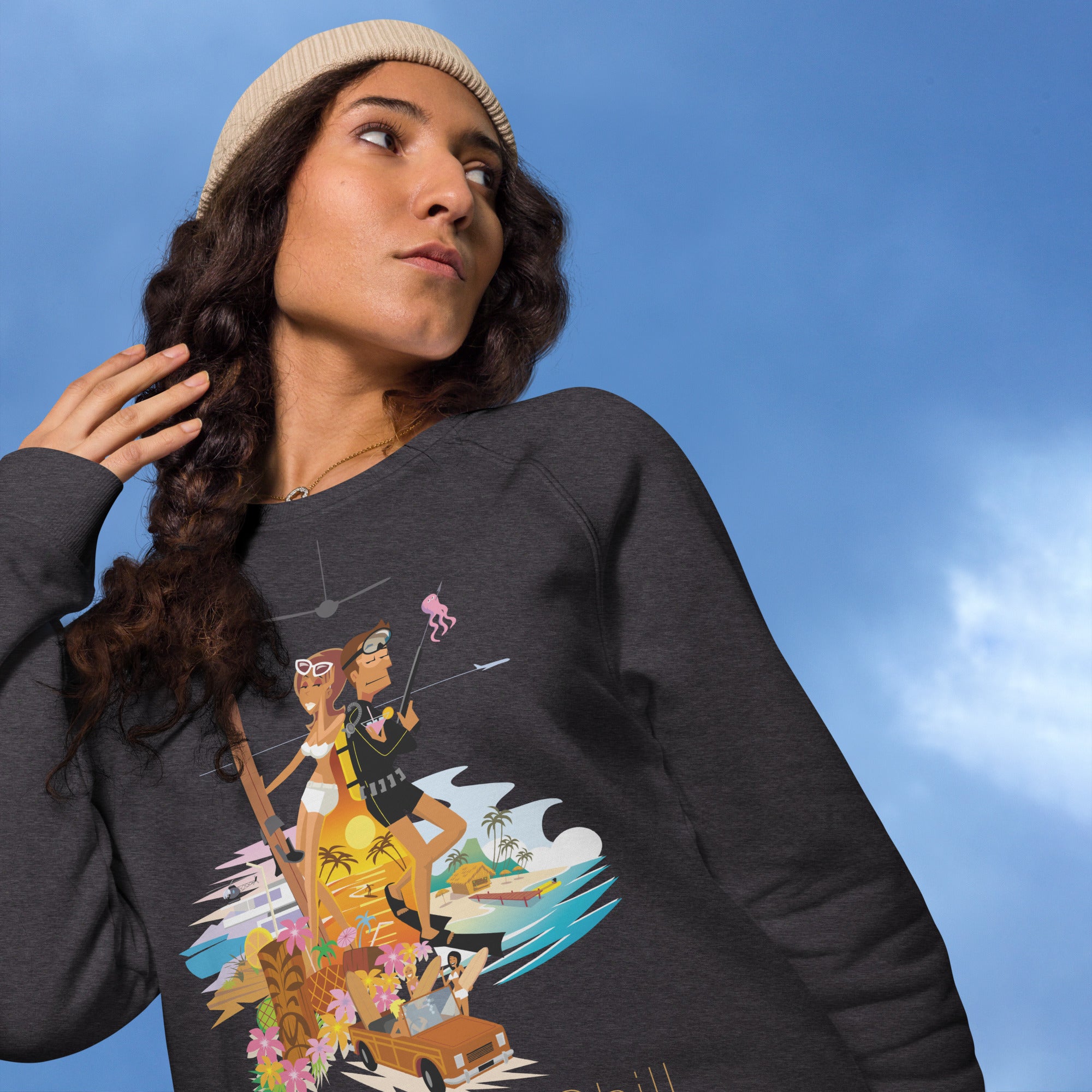 Sweatshirt écologique raglan unisexe License to Chill Vamos a la Playa
