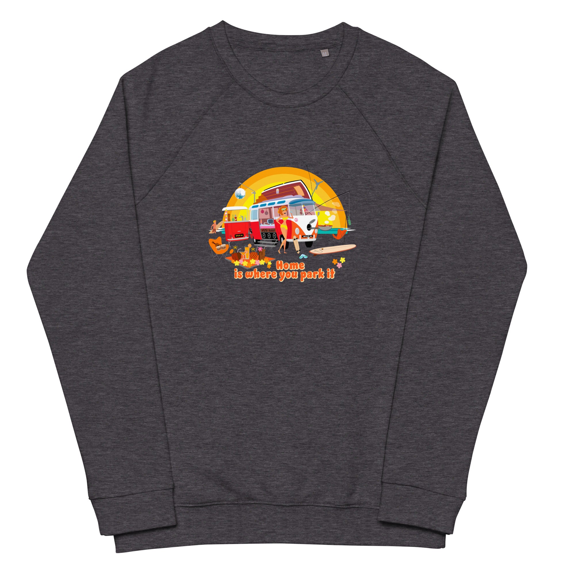 Unisex organic raglan sweatshirt Ultra Combi Home is where you park it