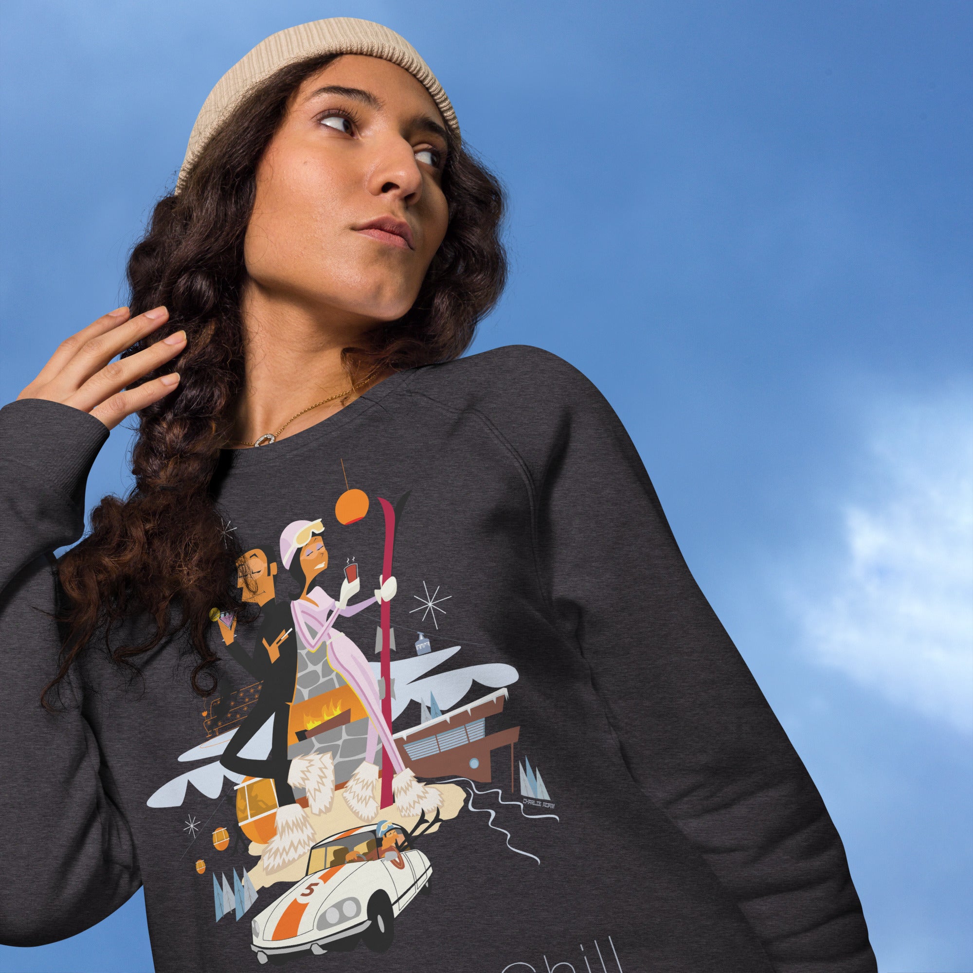 Sweatshirt écologique raglan unisexe License To Chill Mission Après-Ski