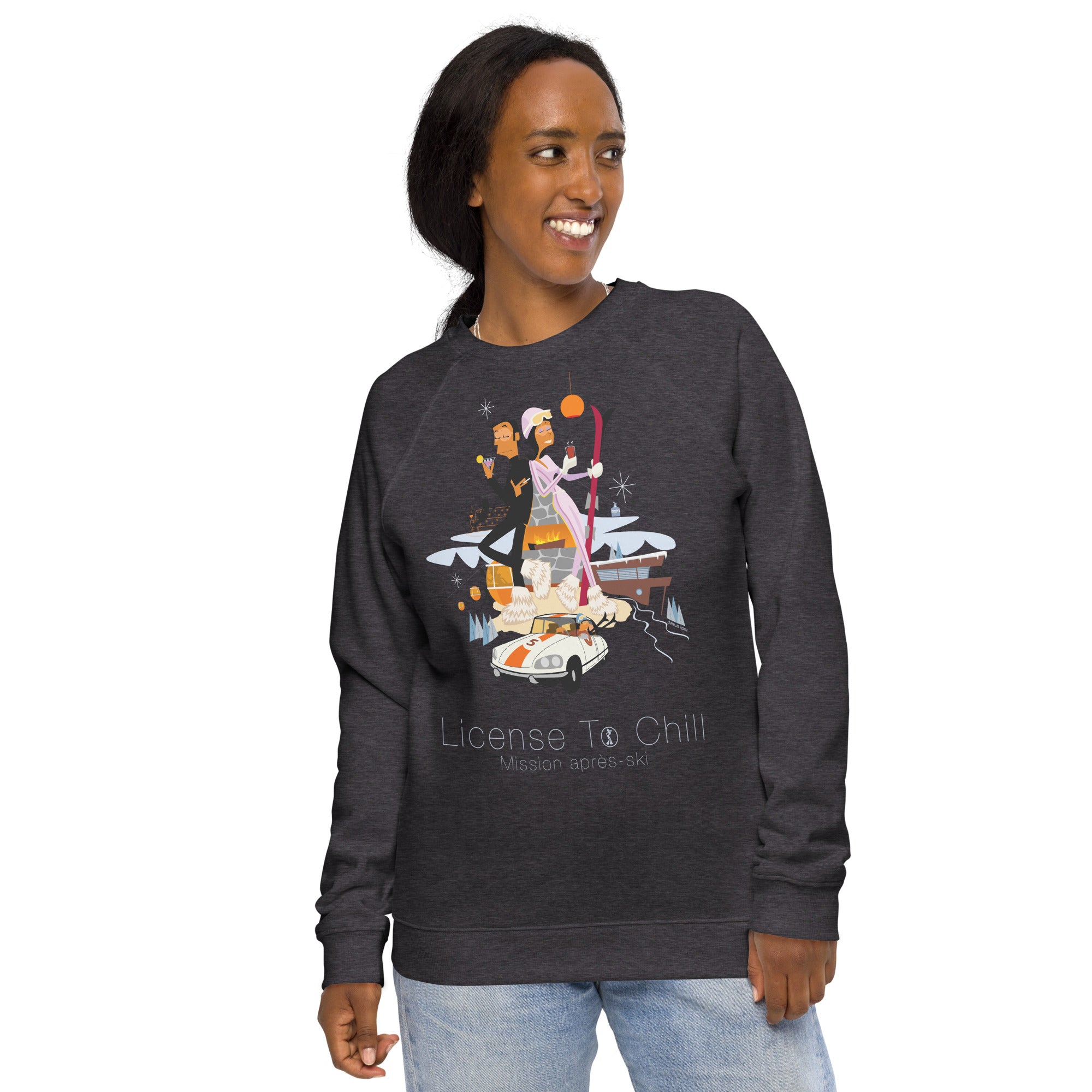 Sweatshirt écologique raglan unisexe License To Chill Mission Après-Ski