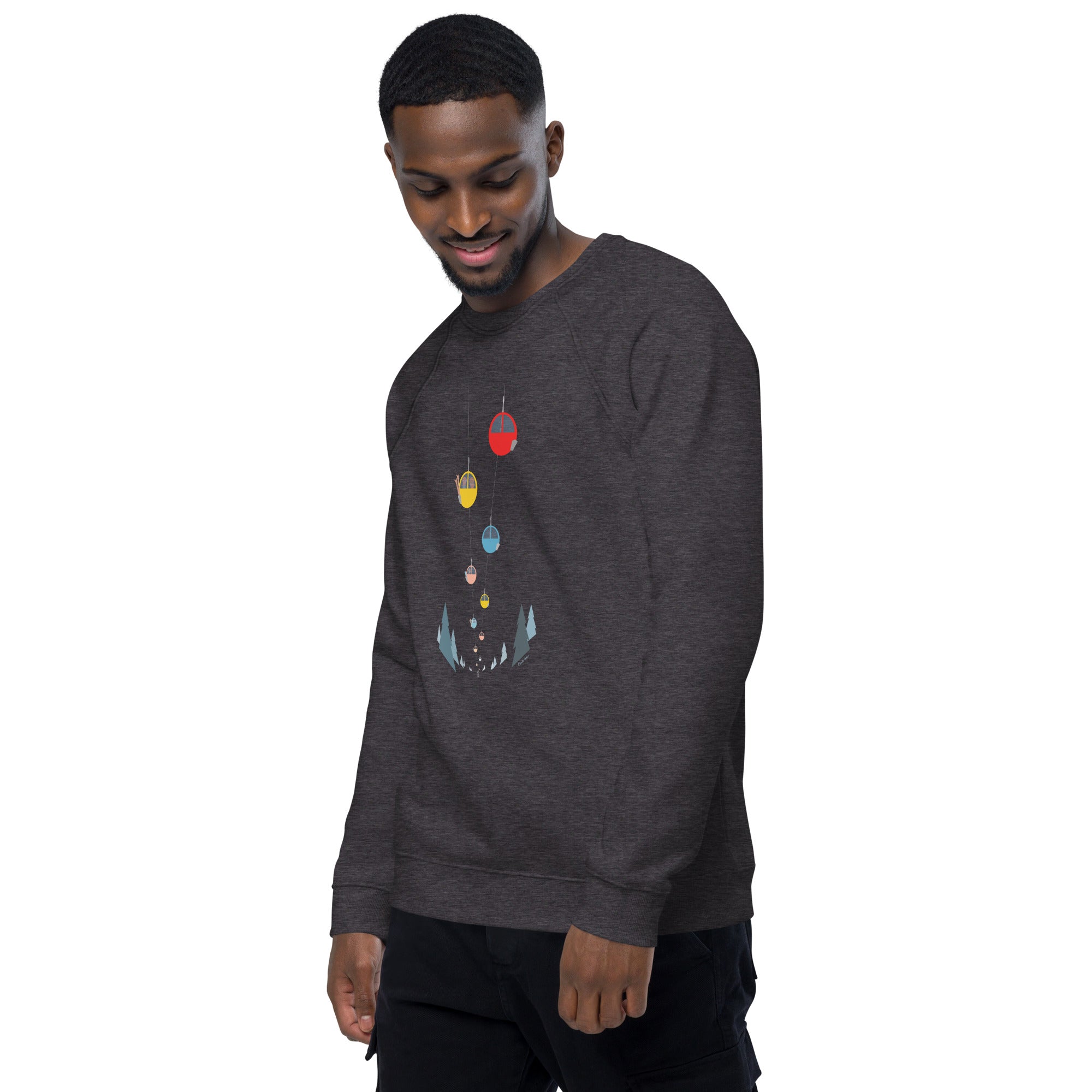 Sweatshirt écologique raglan unisexe Gondolas in the mist