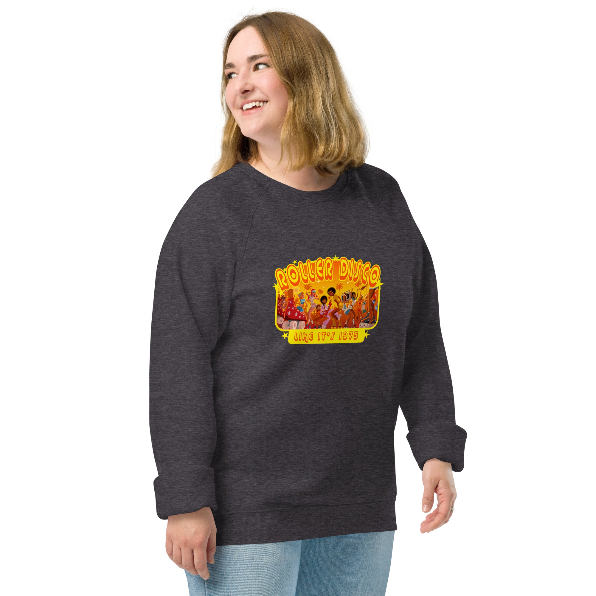 Sweatshirt écologique raglan unisexe Roller Disco 1975