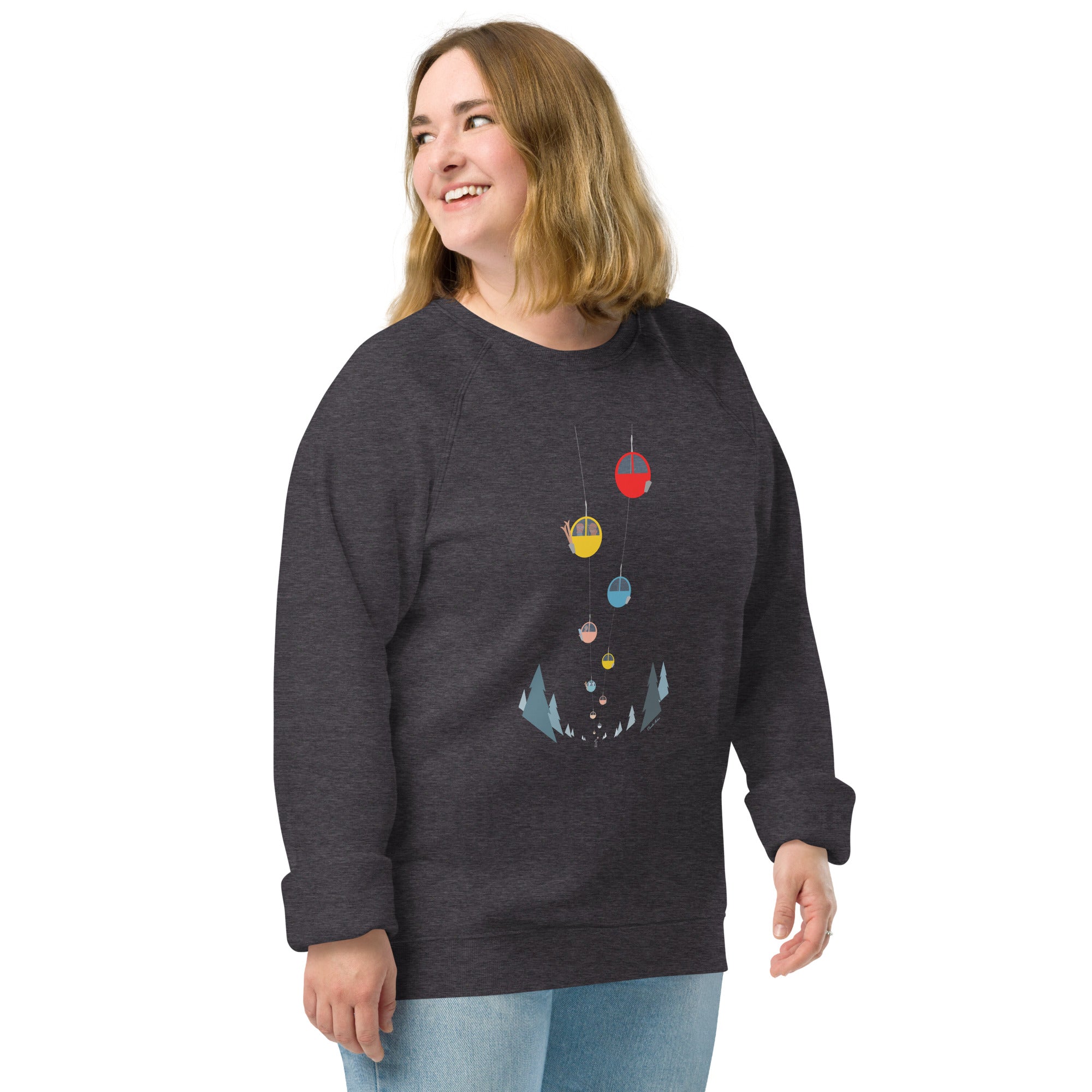Sweatshirt écologique raglan unisexe Gondolas in the mist