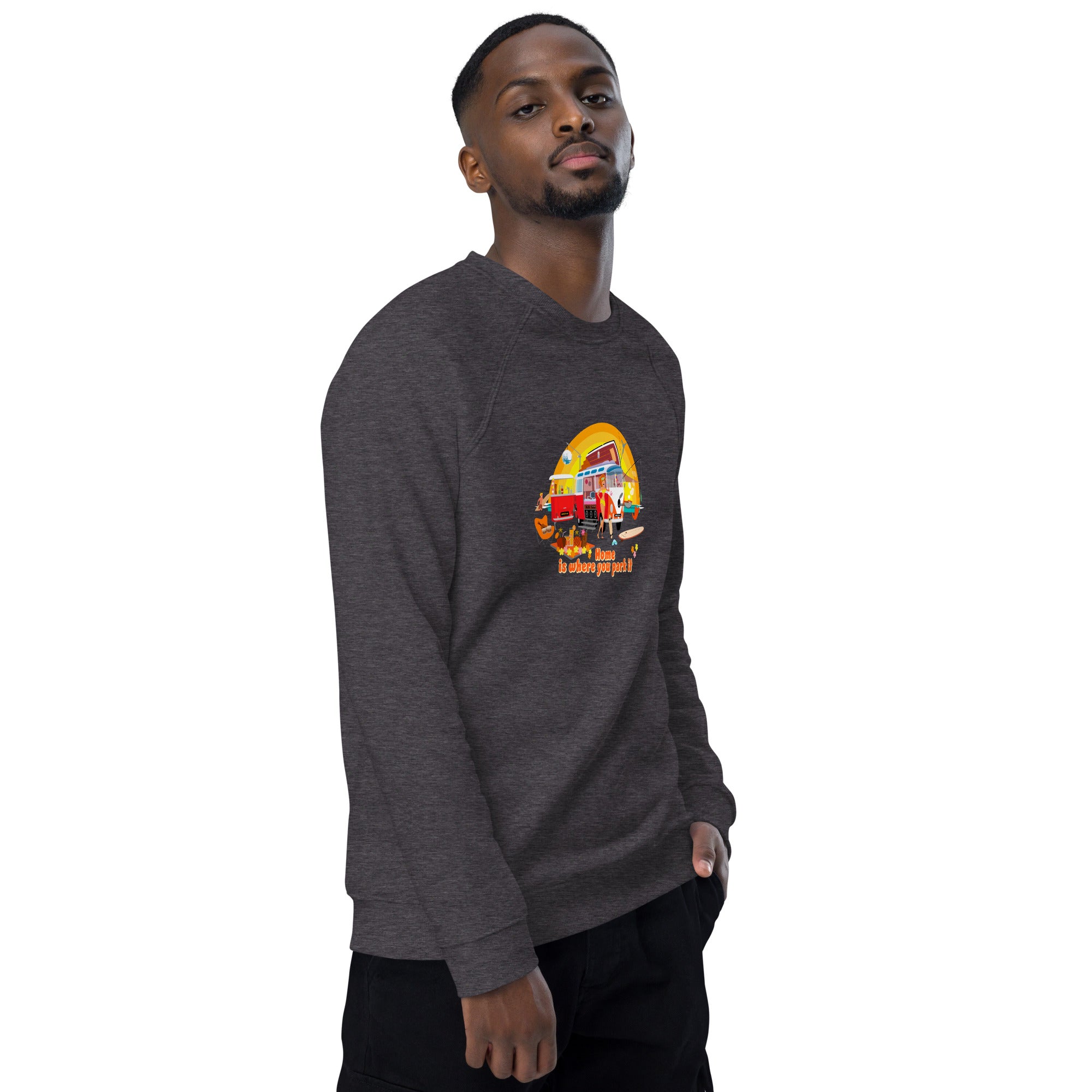 Unisex organic raglan sweatshirt Ultra Combi Home is where you park it