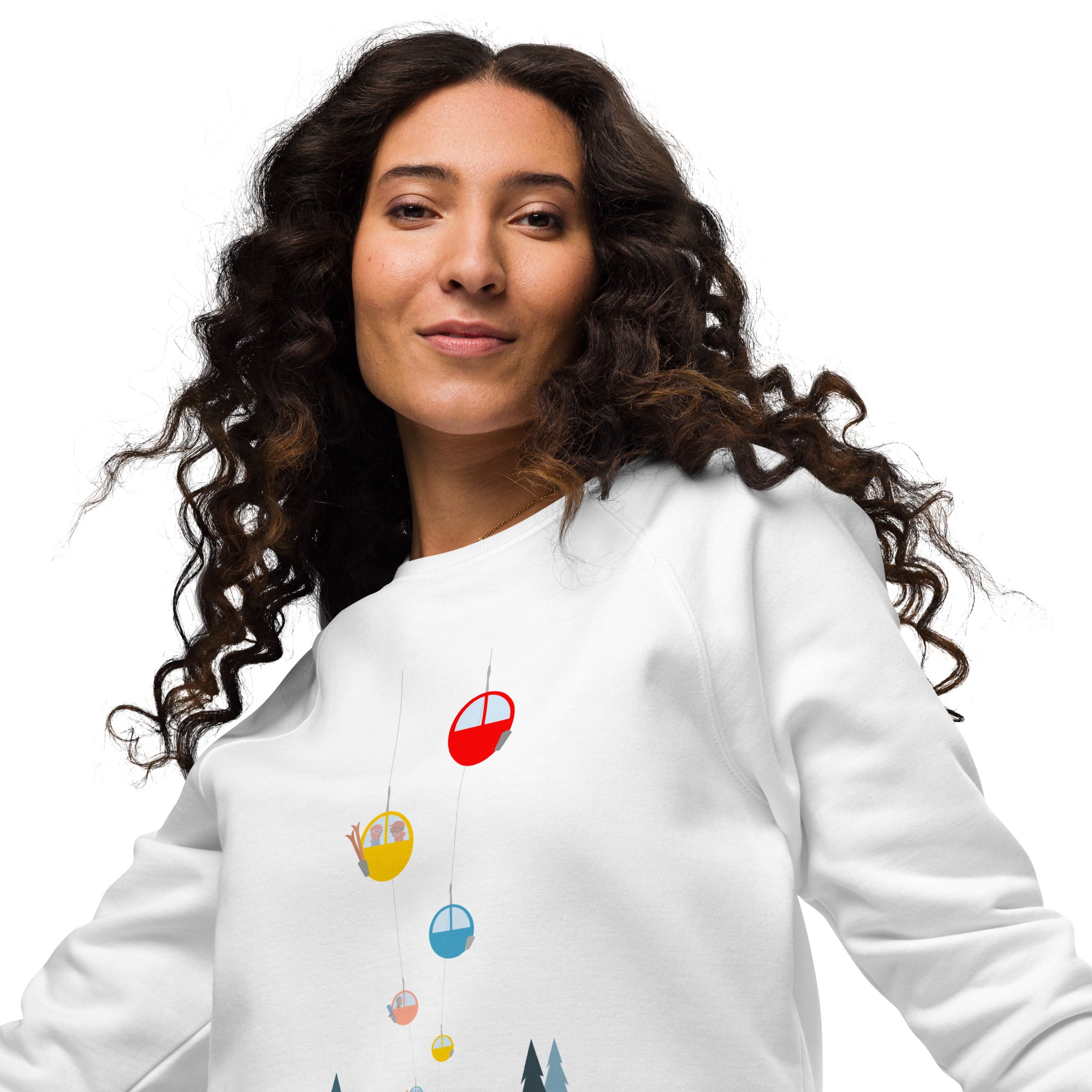 Sweatshirt écologique raglan unisexe Gondolas in the mist