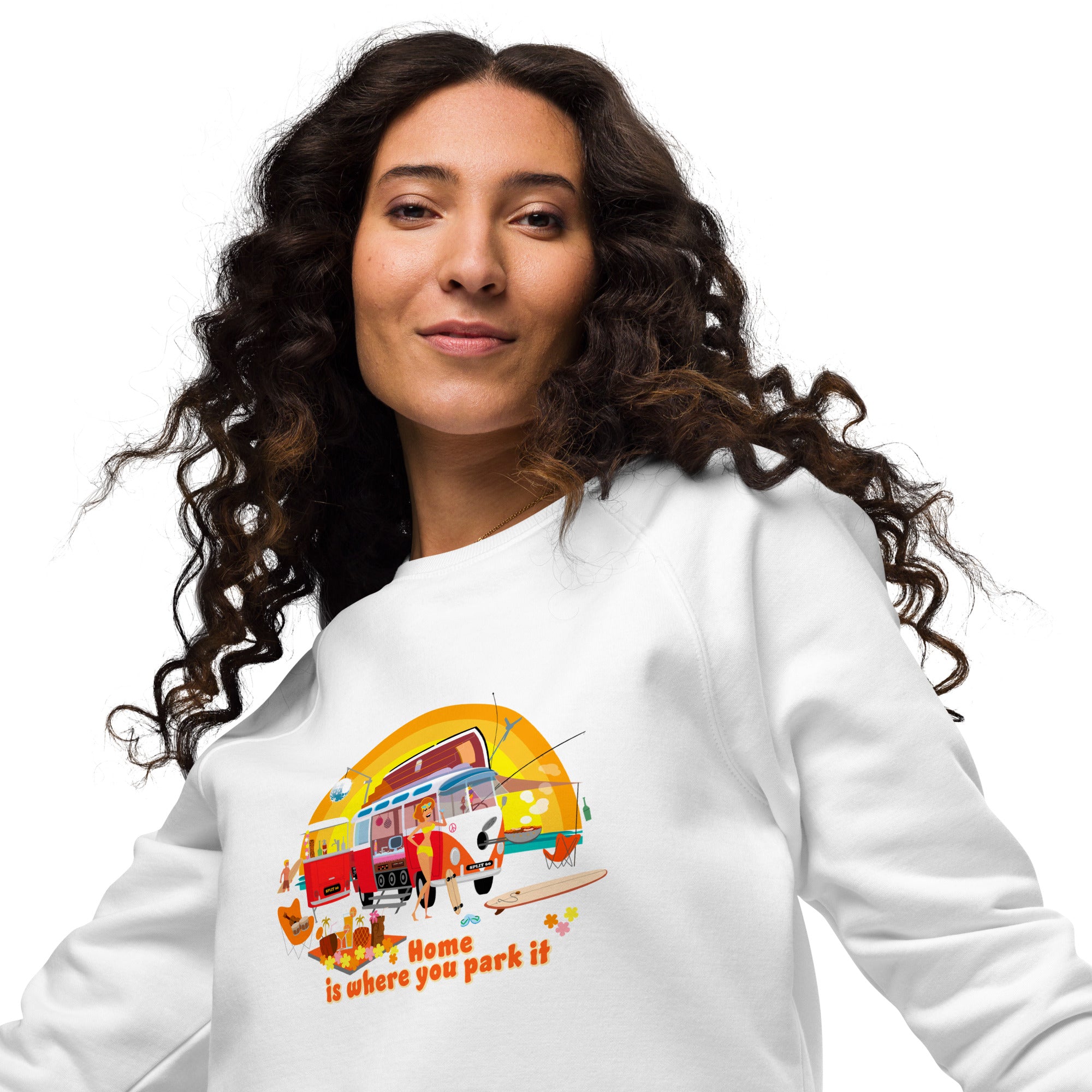 Unisex organic raglan sweatshirt Ultra Combi Home is where you park it