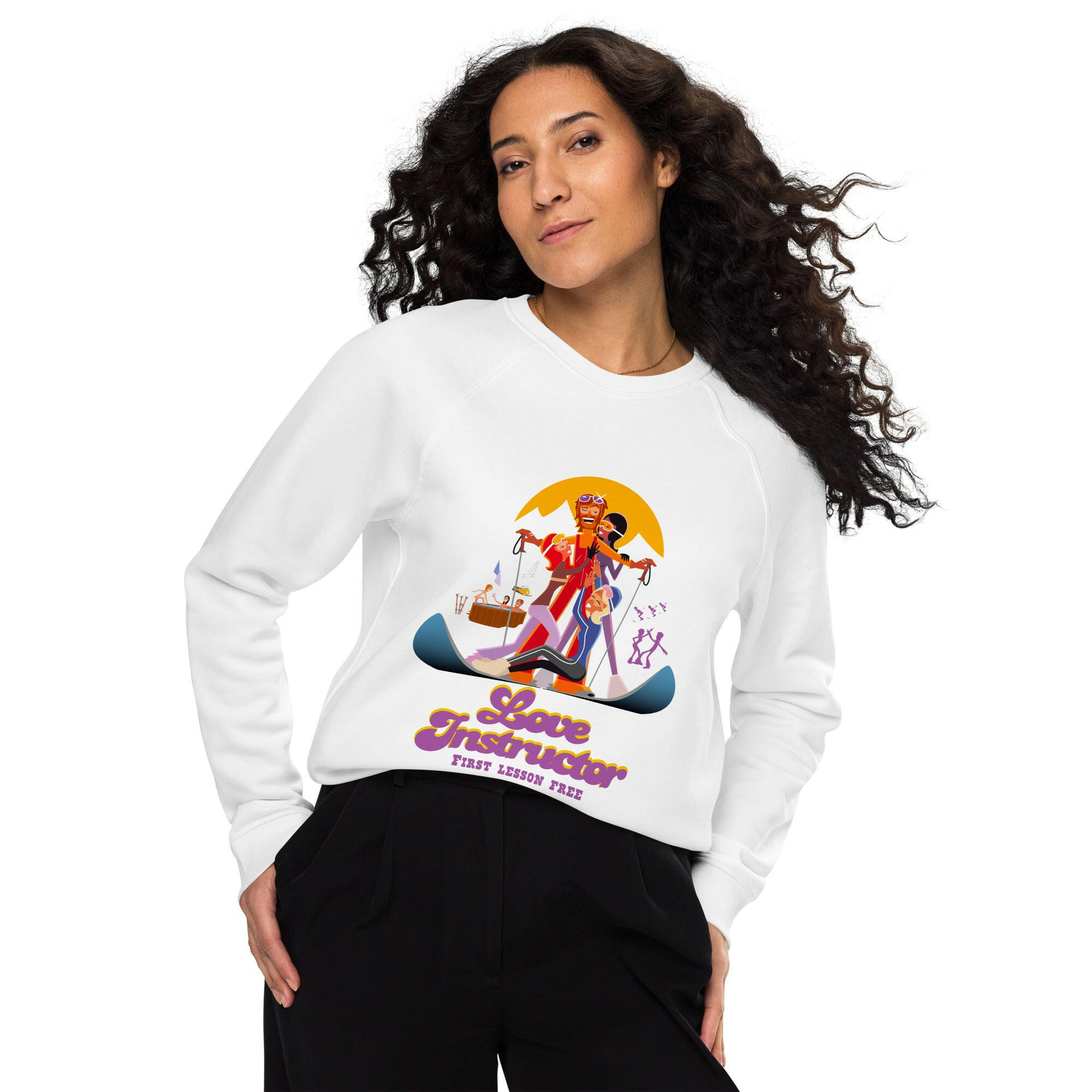 Sweatshirt écologique raglan unisexe Love Instructor First Lesson free