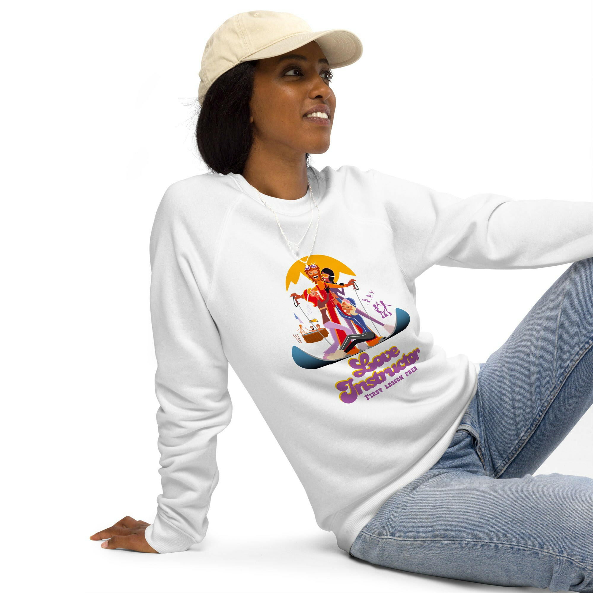 Sweatshirt écologique raglan unisexe Love Instructor First Lesson free