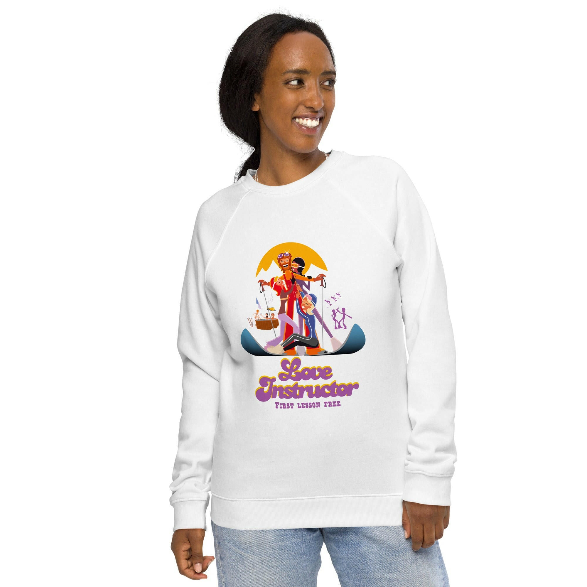 Sweatshirt écologique raglan unisexe Love Instructor First Lesson free