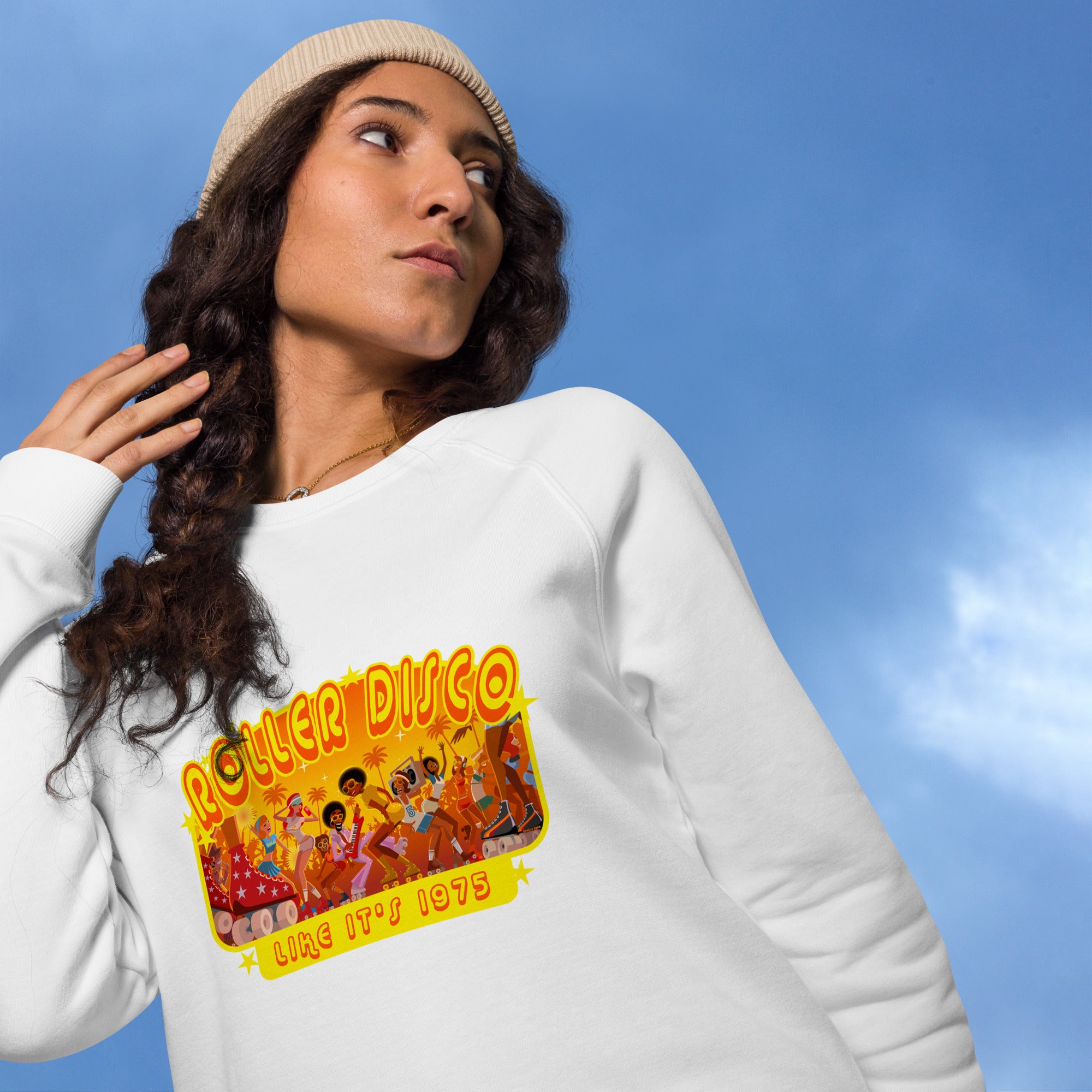 Sweatshirt écologique raglan unisexe Roller Disco 1975