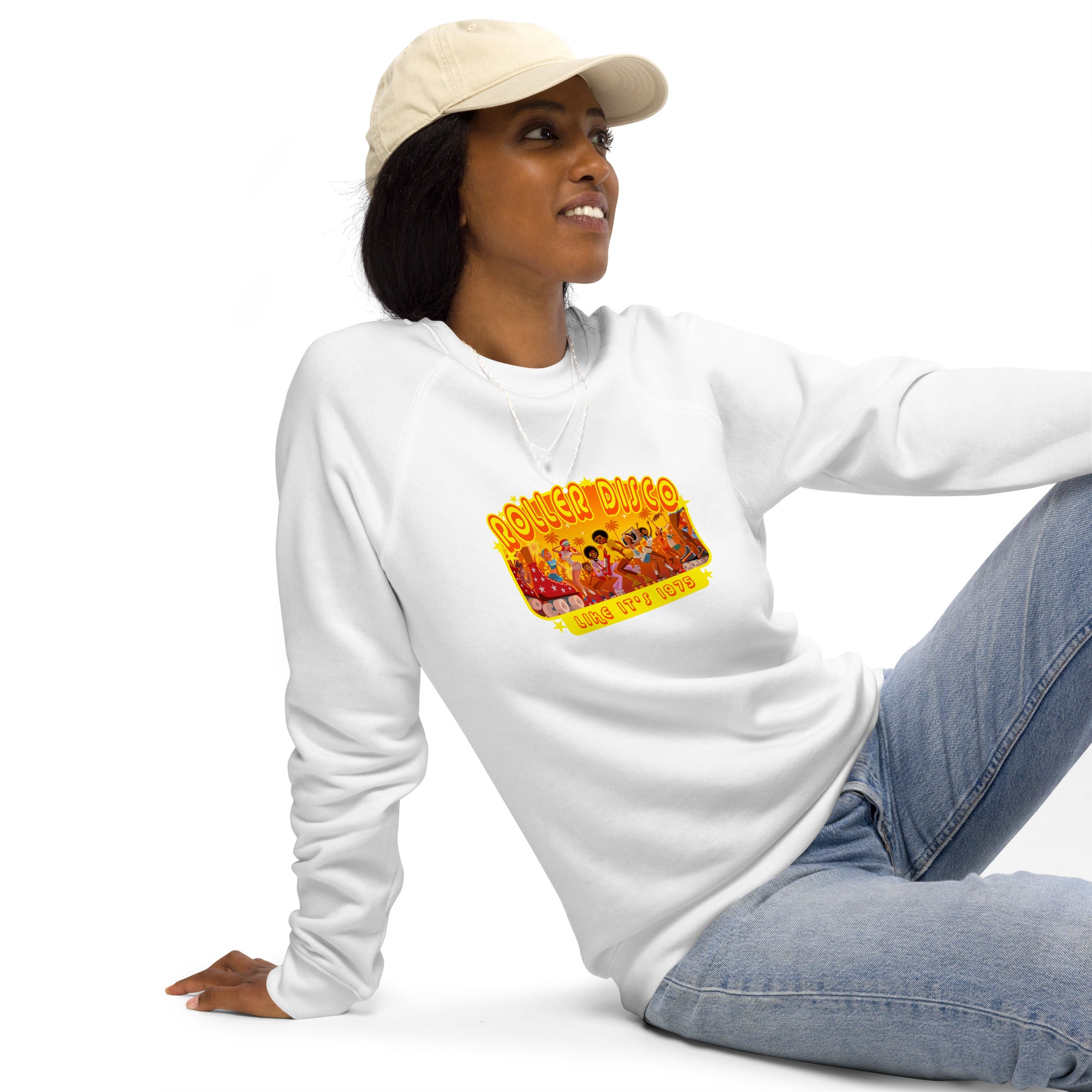 Sweatshirt écologique raglan unisexe Roller Disco 1975