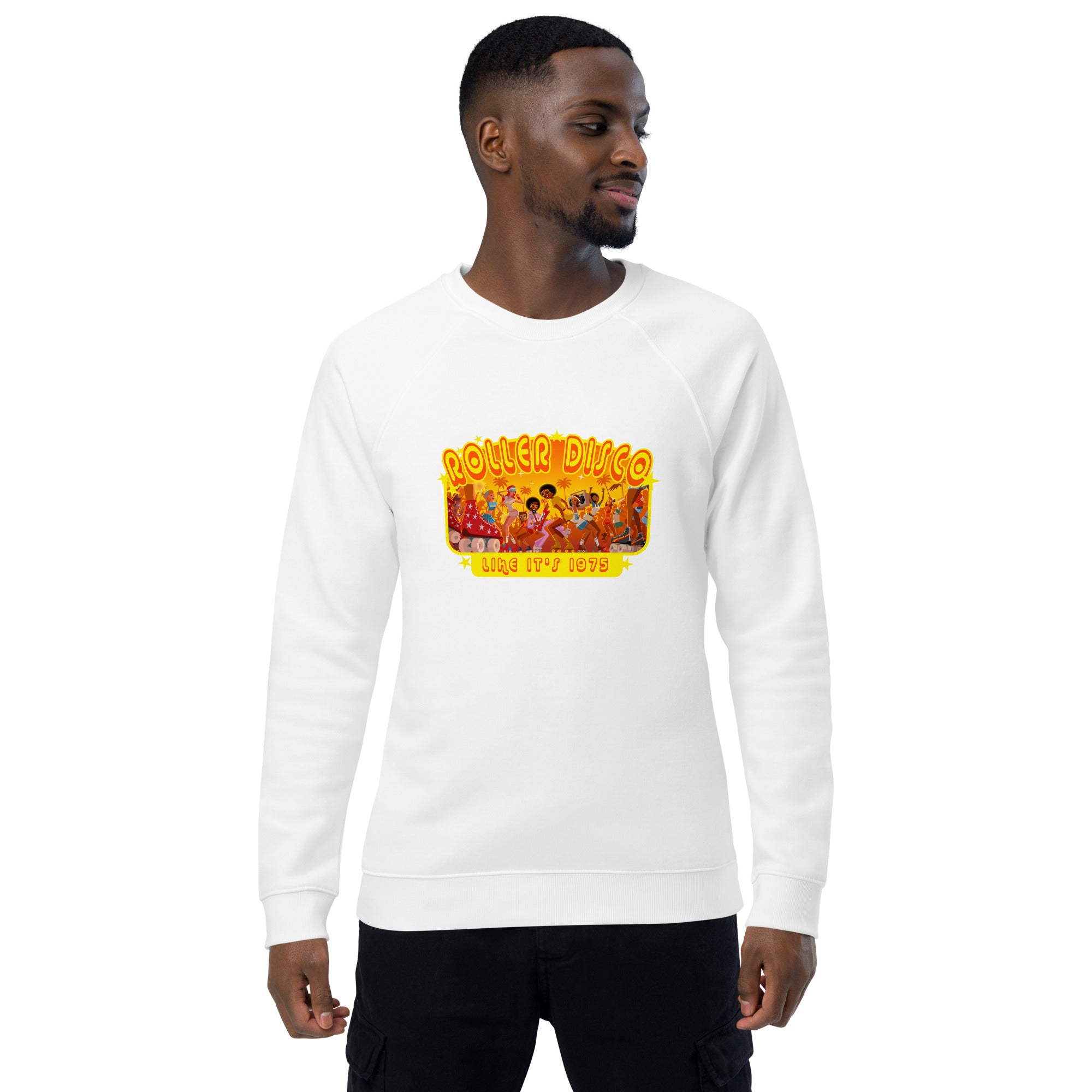 Sweatshirt écologique raglan unisexe Roller Disco 1975