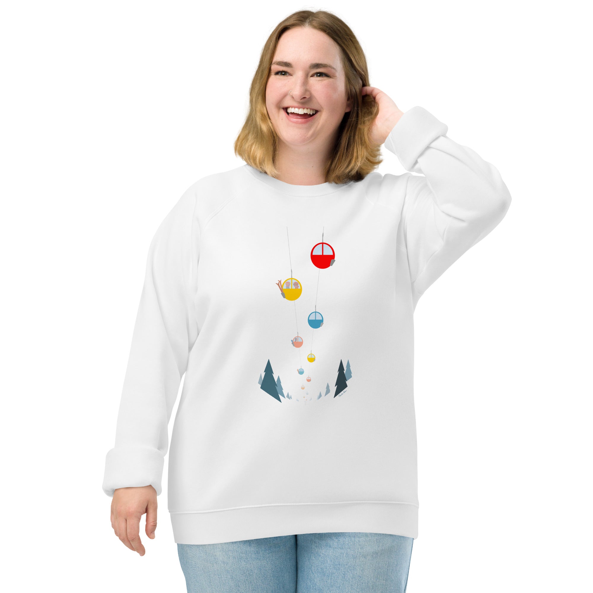 Sweatshirt écologique raglan unisexe Gondolas in the mist
