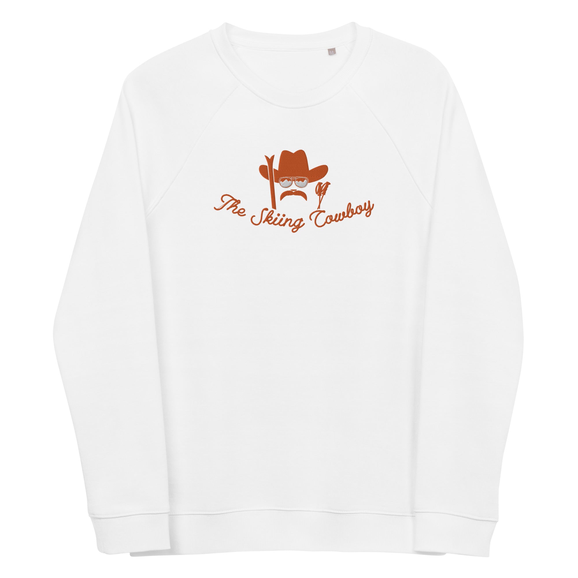 Sweatshirt écologique raglan unisexe Skiing Cowboy grand motif brodé & Ski Fight at OK Corral Outline (dos)