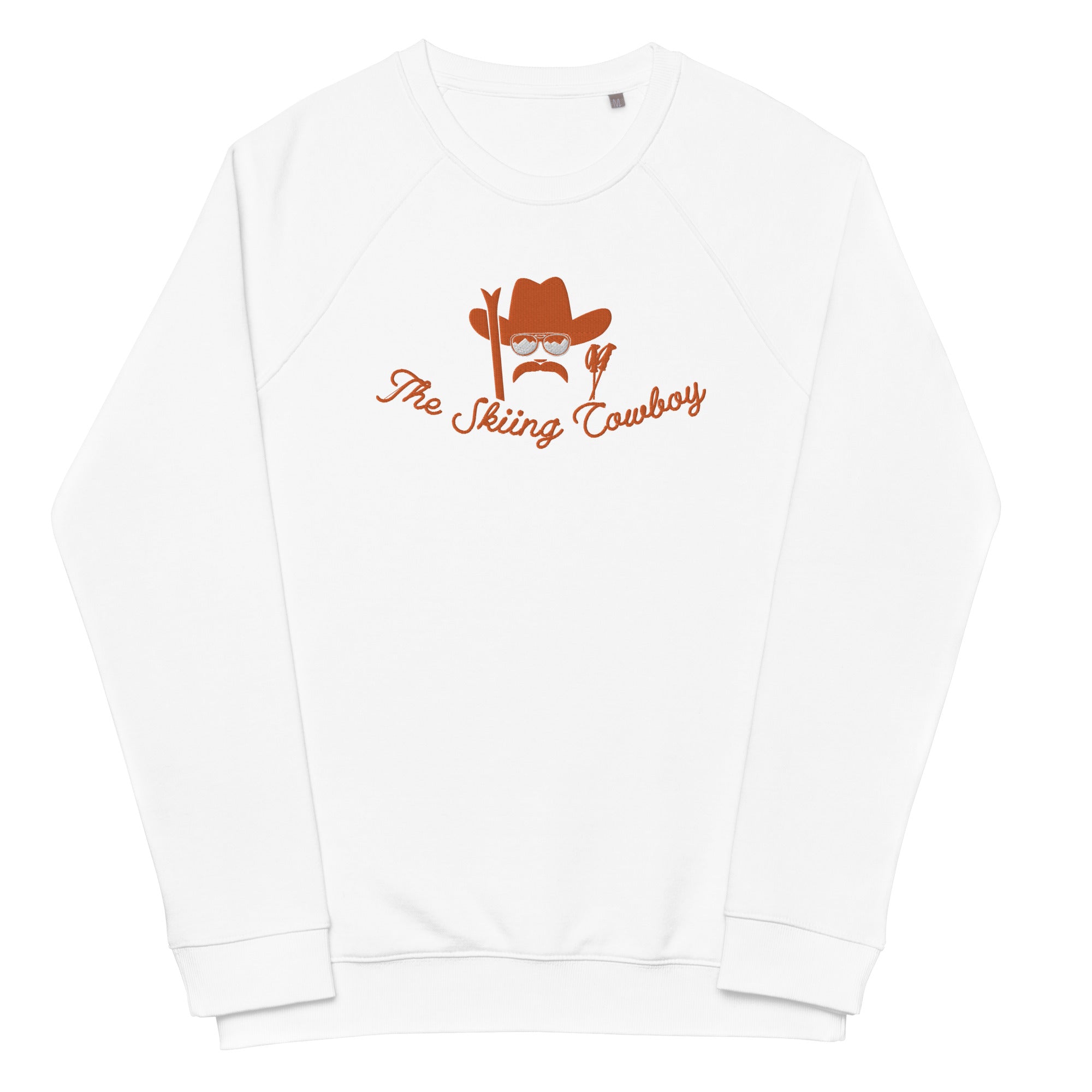 Sweatshirt écologique raglan unisexe Skiing Cowboy grand motif brodé & Ski Fight at OK Corral Outline (dos)
