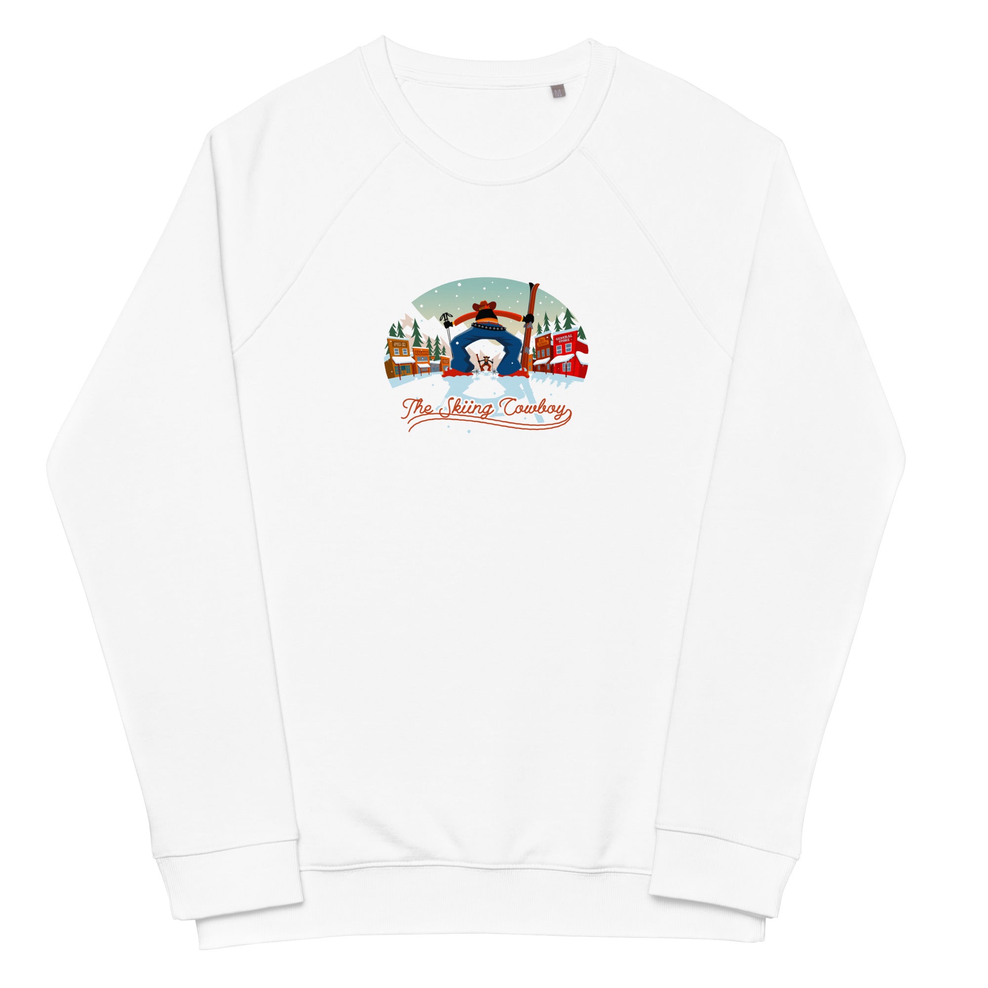 Sweatshirt écologique raglan unisexe Ski Fight at OK Corral (face & dos)