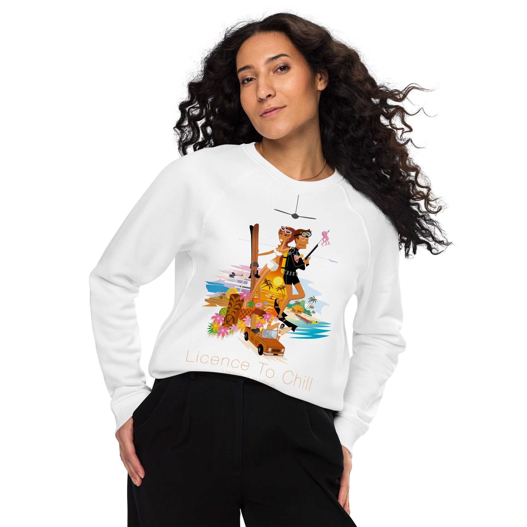 Sweatshirt écologique raglan unisexe License to Chill Vamos a la Playa