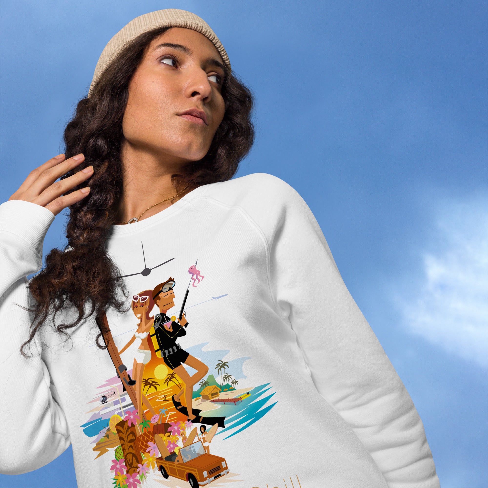 Sweatshirt écologique raglan unisexe License to Chill Vamos a la Playa