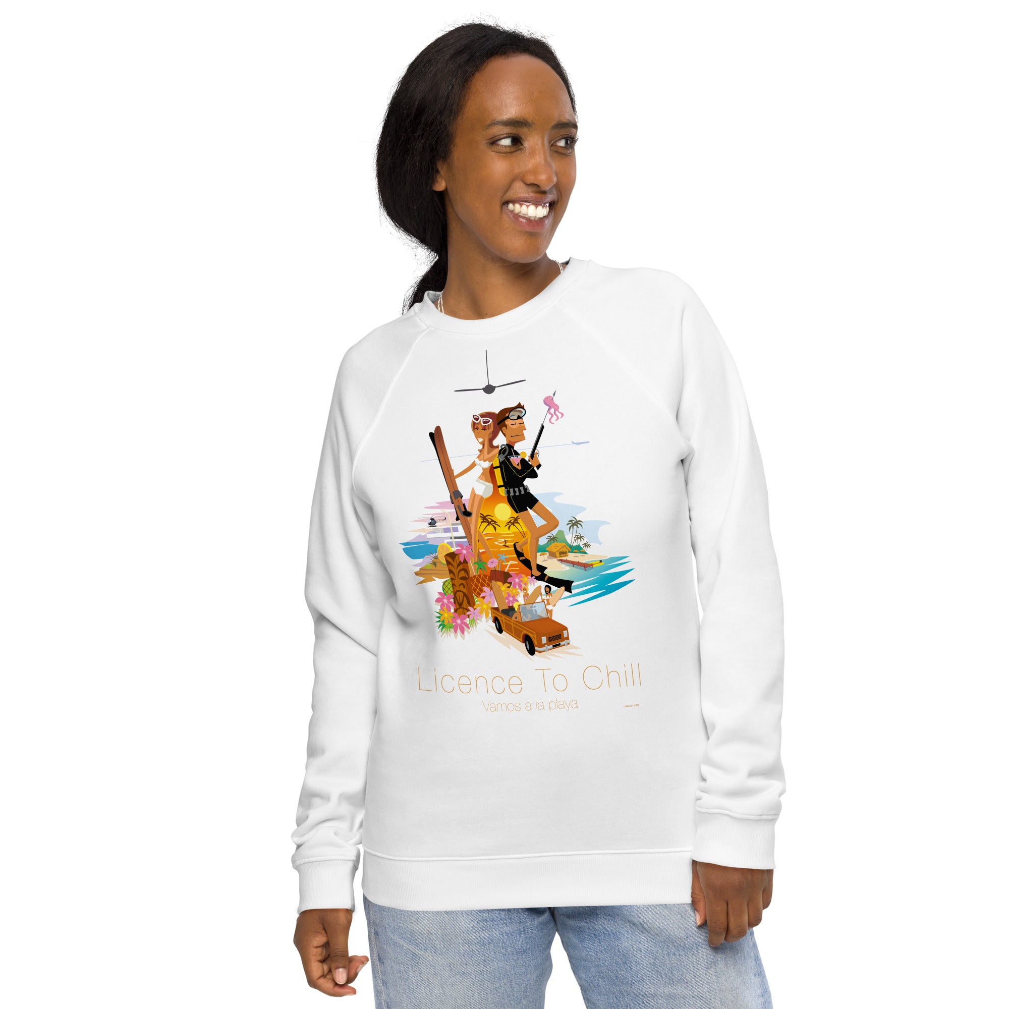 Sweatshirt écologique raglan unisexe License to Chill Vamos a la Playa