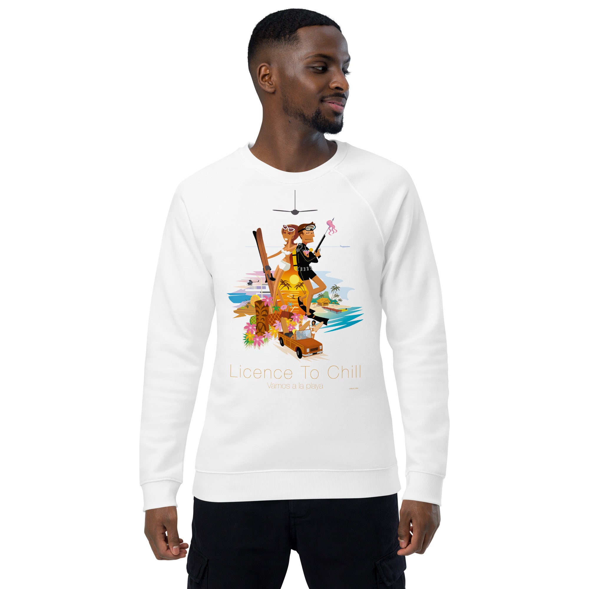 Sweatshirt écologique raglan unisexe License to Chill Vamos a la Playa