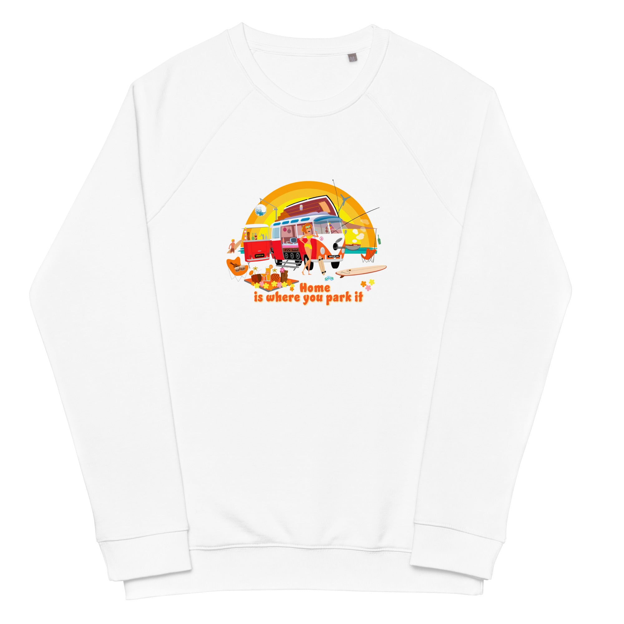 Unisex organic raglan sweatshirt Ultra Combi Home is where you park it