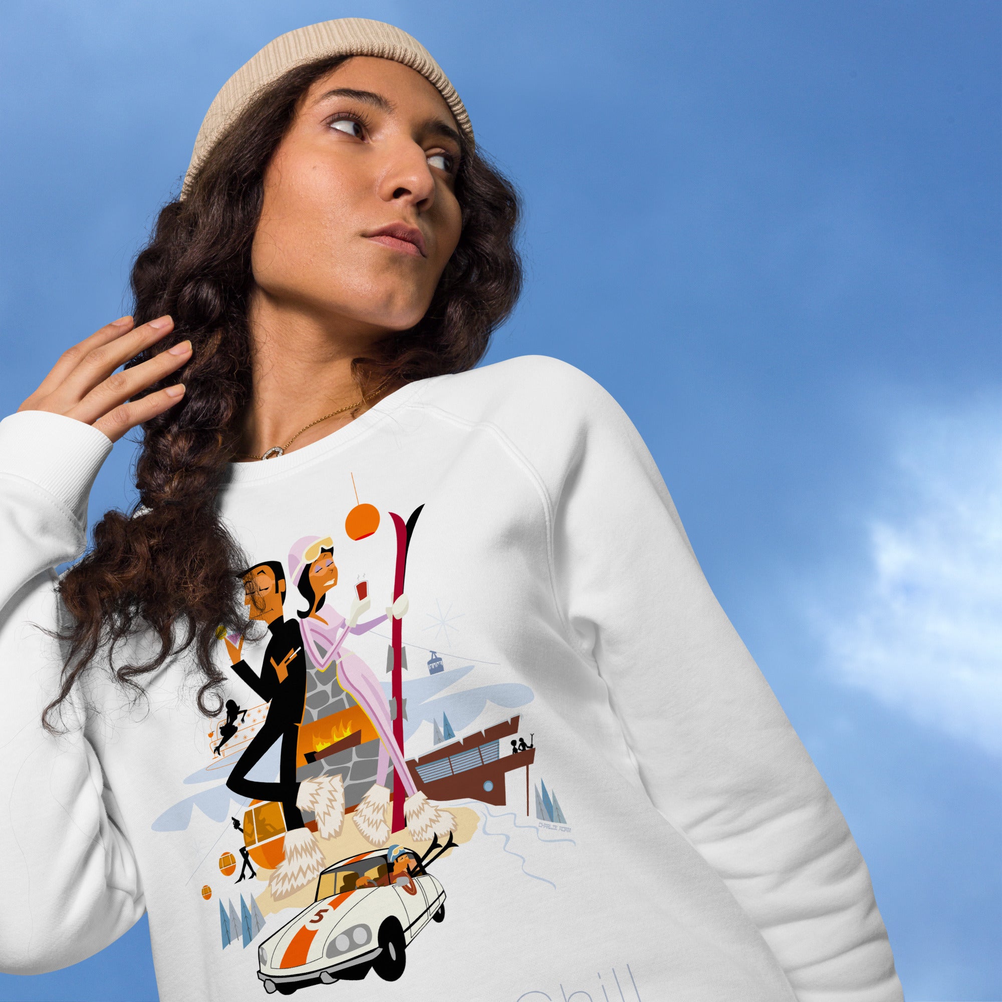 Sweatshirt écologique raglan unisexe License To Chill Mission Après-Ski