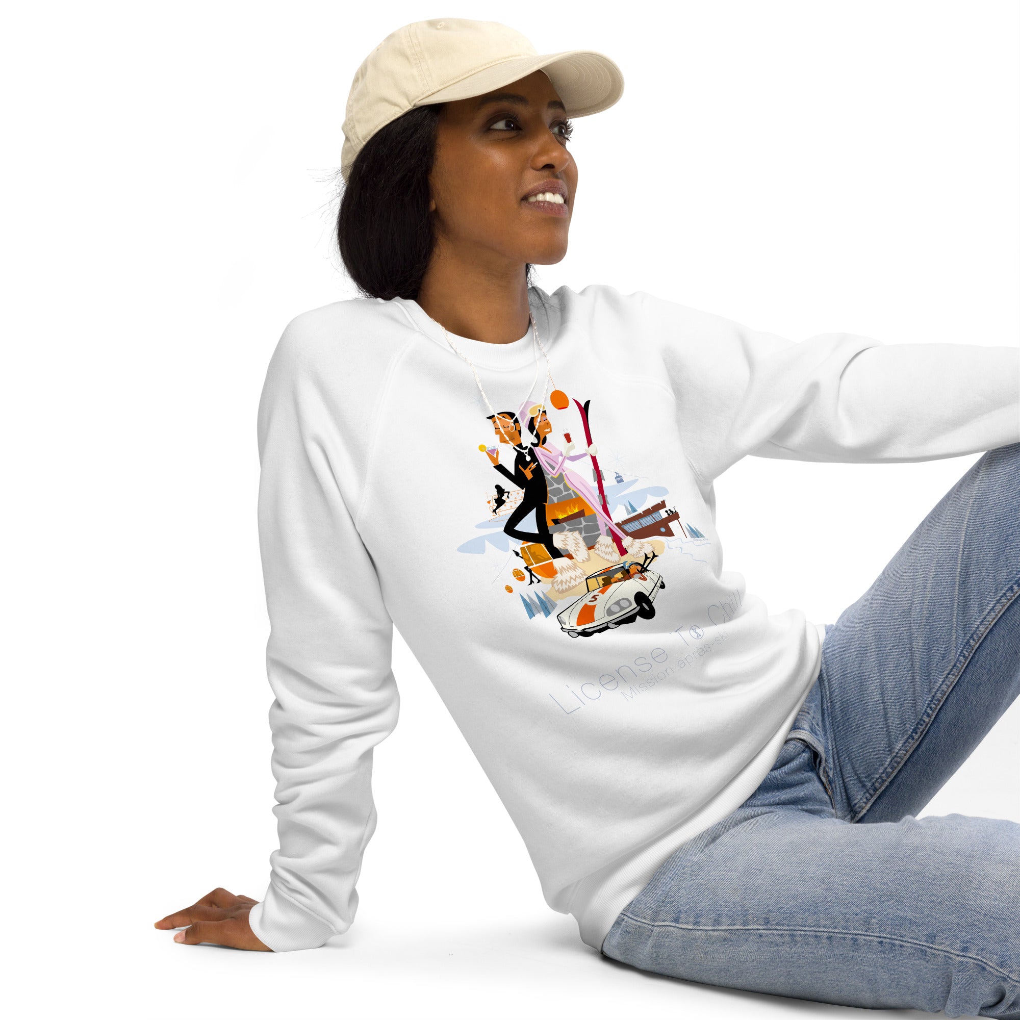 Sweatshirt écologique raglan unisexe License To Chill Mission Après-Ski