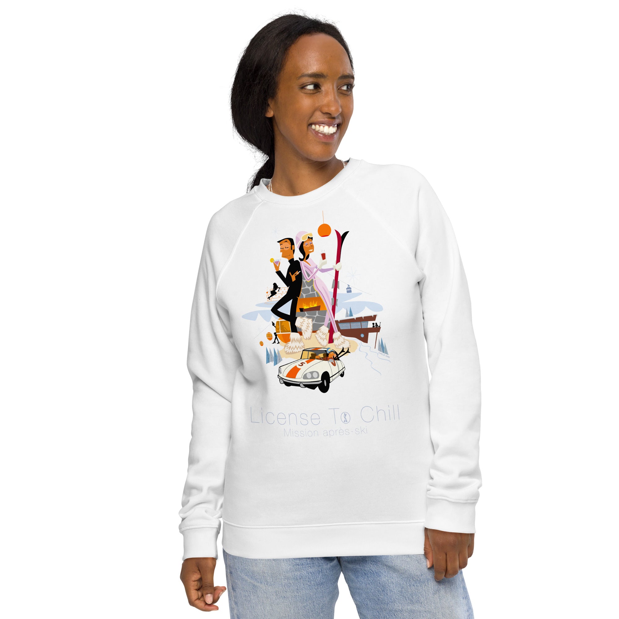 Sweatshirt écologique raglan unisexe License To Chill Mission Après-Ski