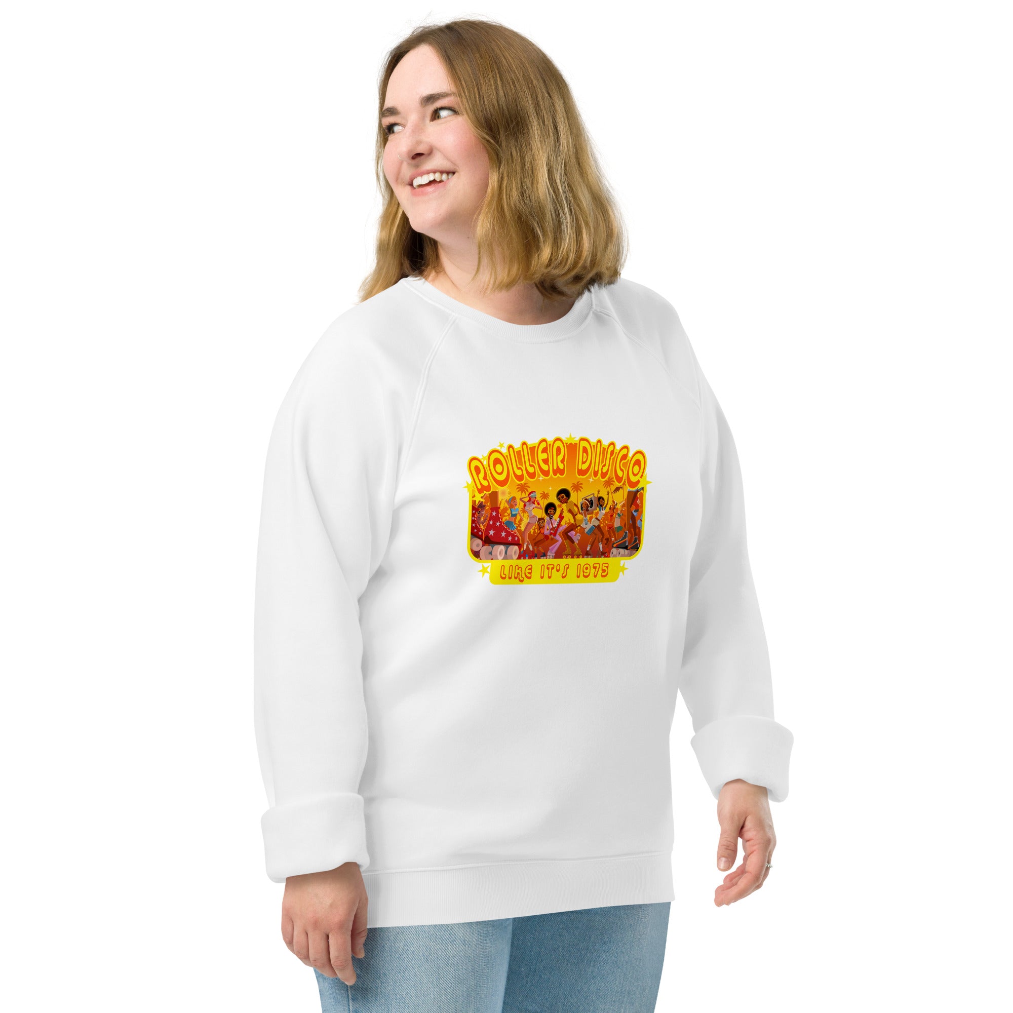 Sweatshirt écologique raglan unisexe Roller Disco 1975