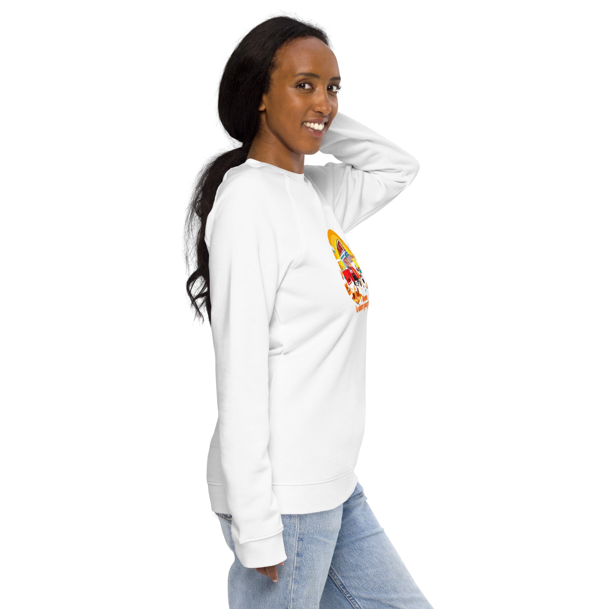 Unisex organic raglan sweatshirt Ultra Combi Home is where you park it