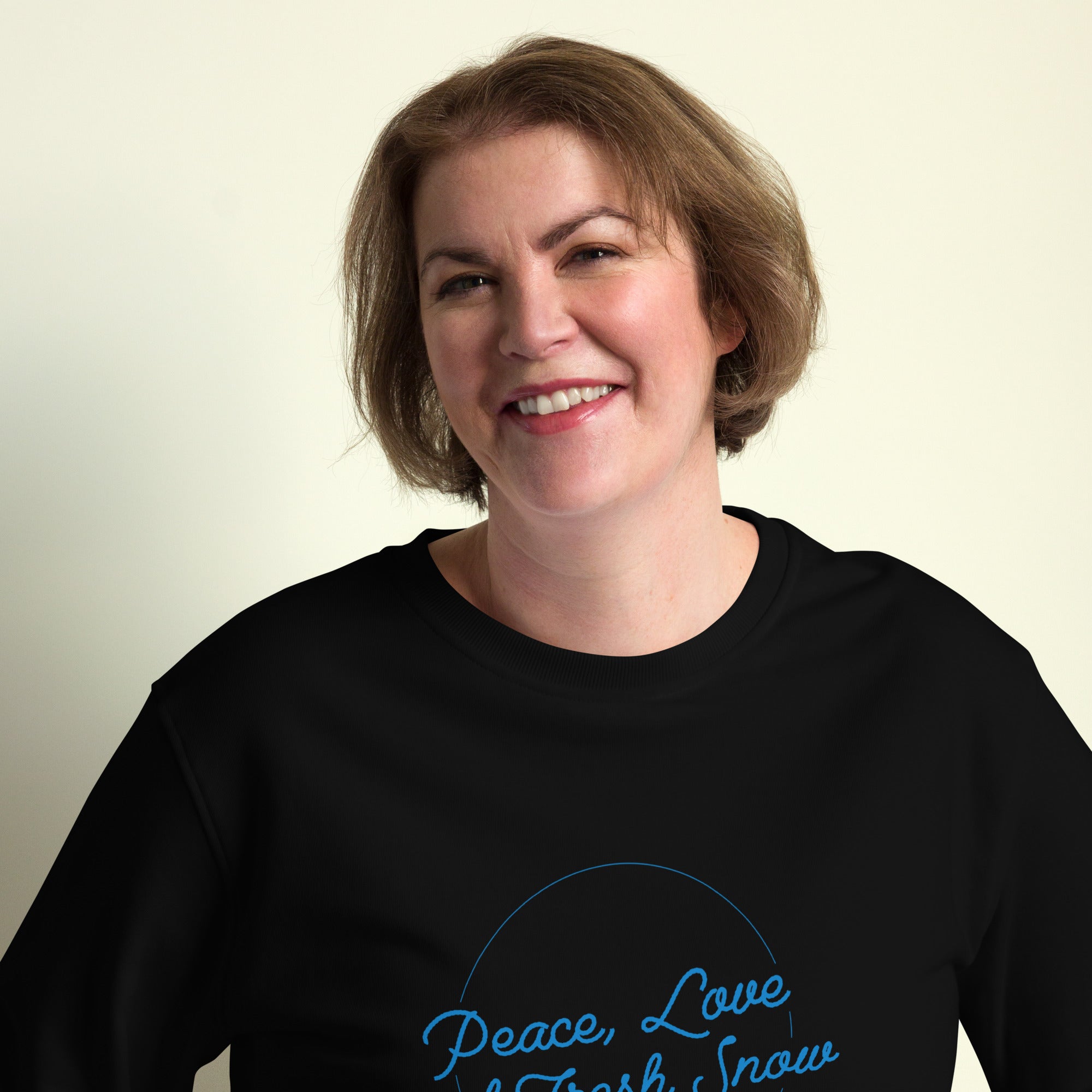 Unisex organic sweatshirt Peace, Love and Fresh Snow - The Skiing Cowboy