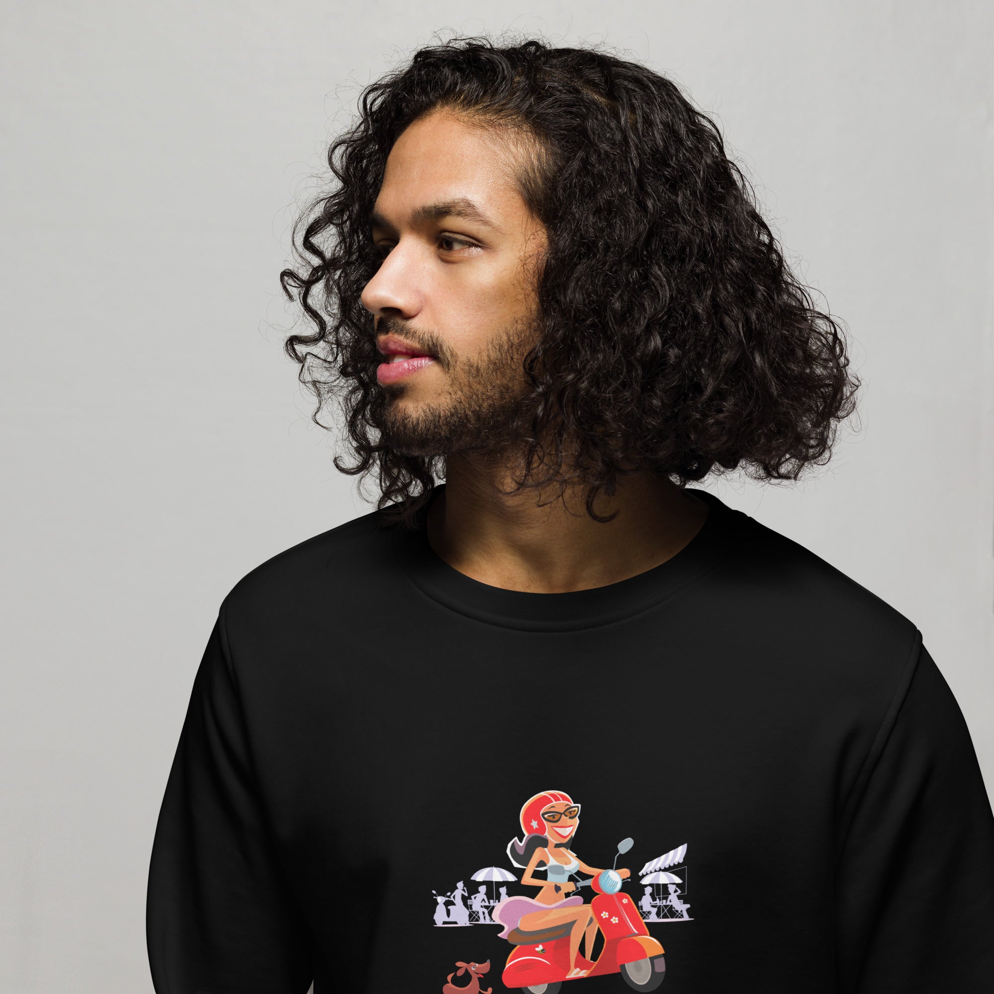 Sweat écologique unisexe Vespa Girl in St Tropez