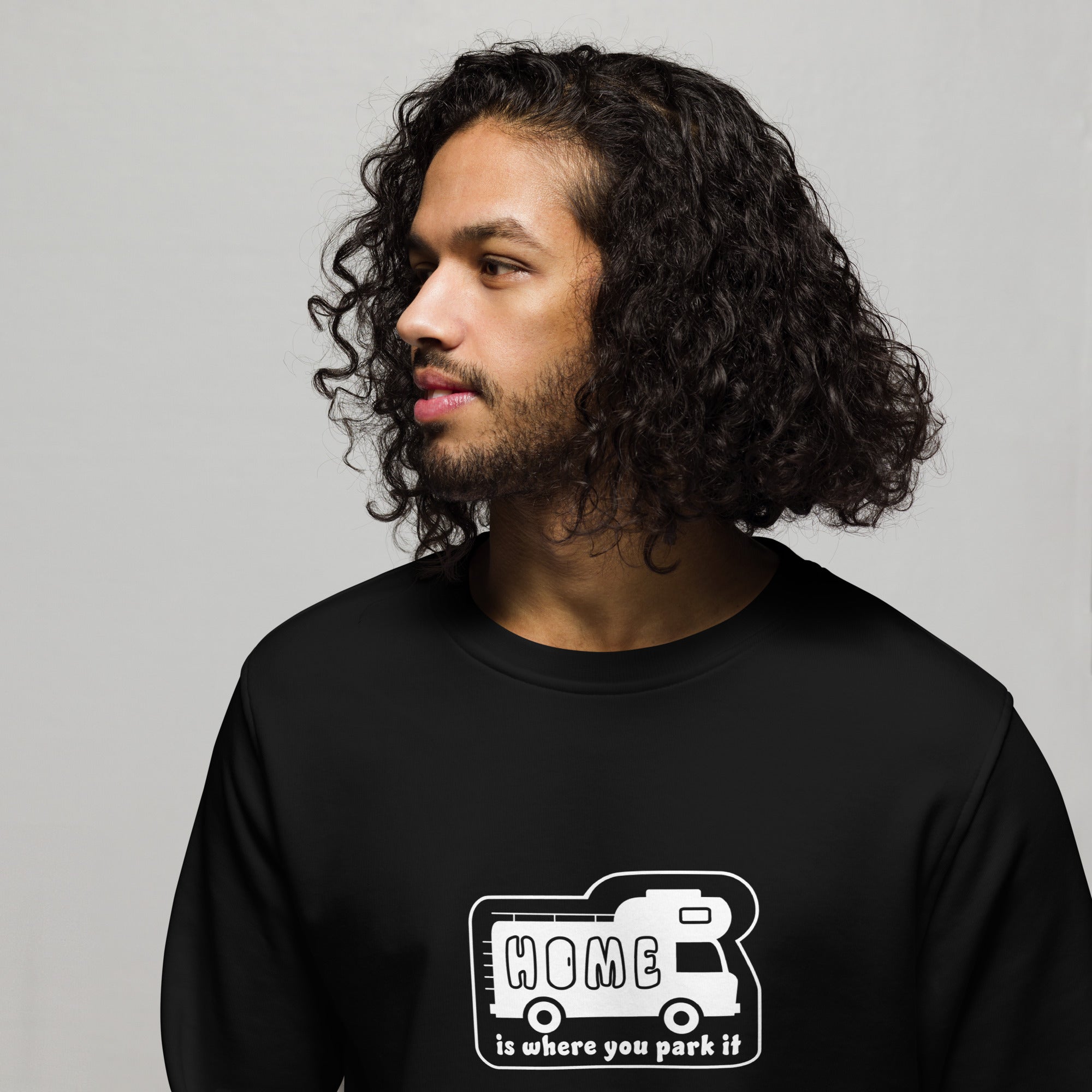 Unisex organic sweatshirt White Camper Van Home is where you park it
