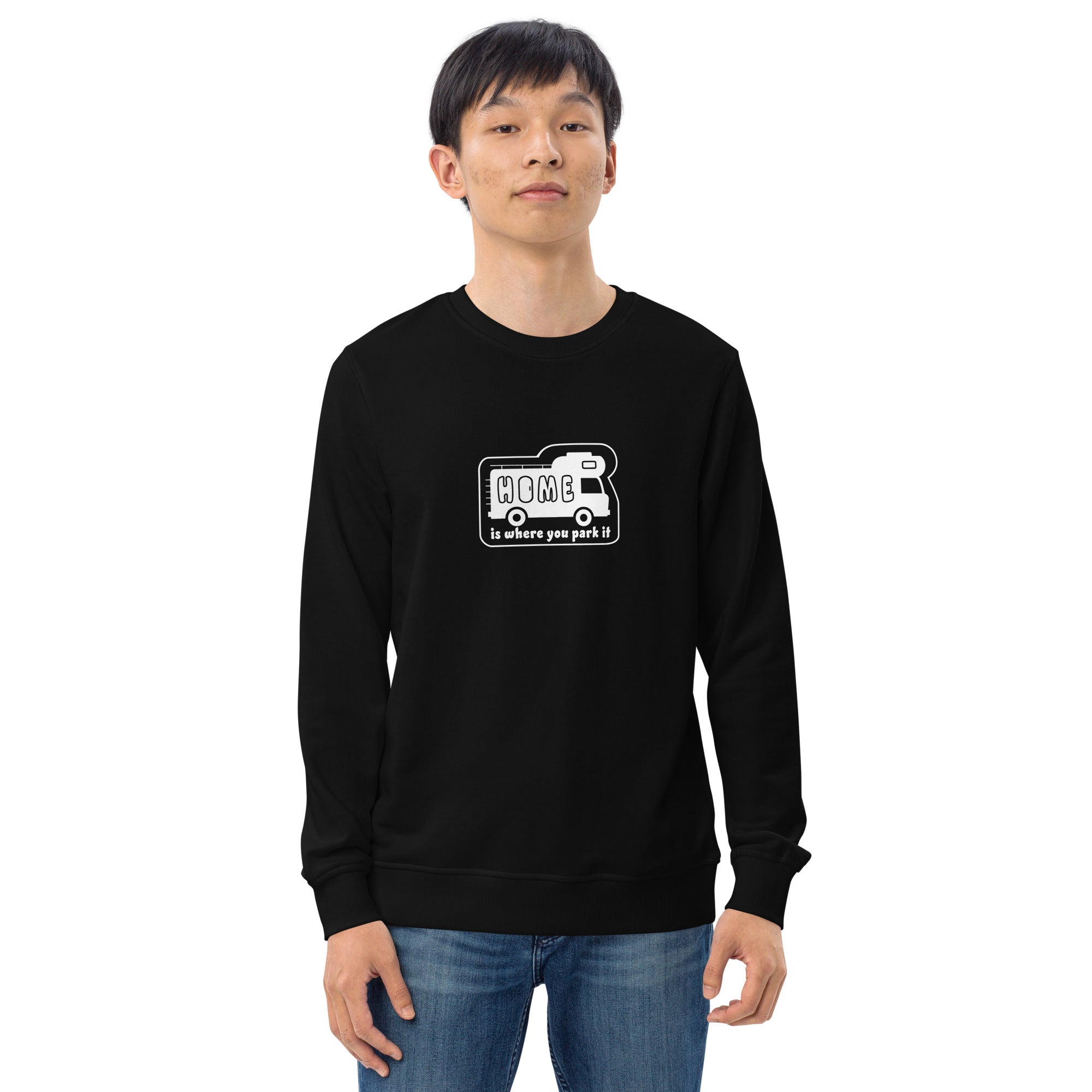 Unisex organic sweatshirt White Camper Van Home is where you park it