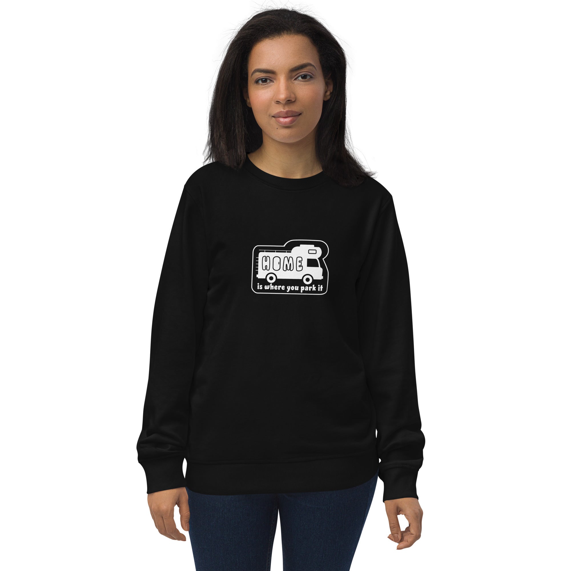 Unisex organic sweatshirt White Camper Van Home is where you park it