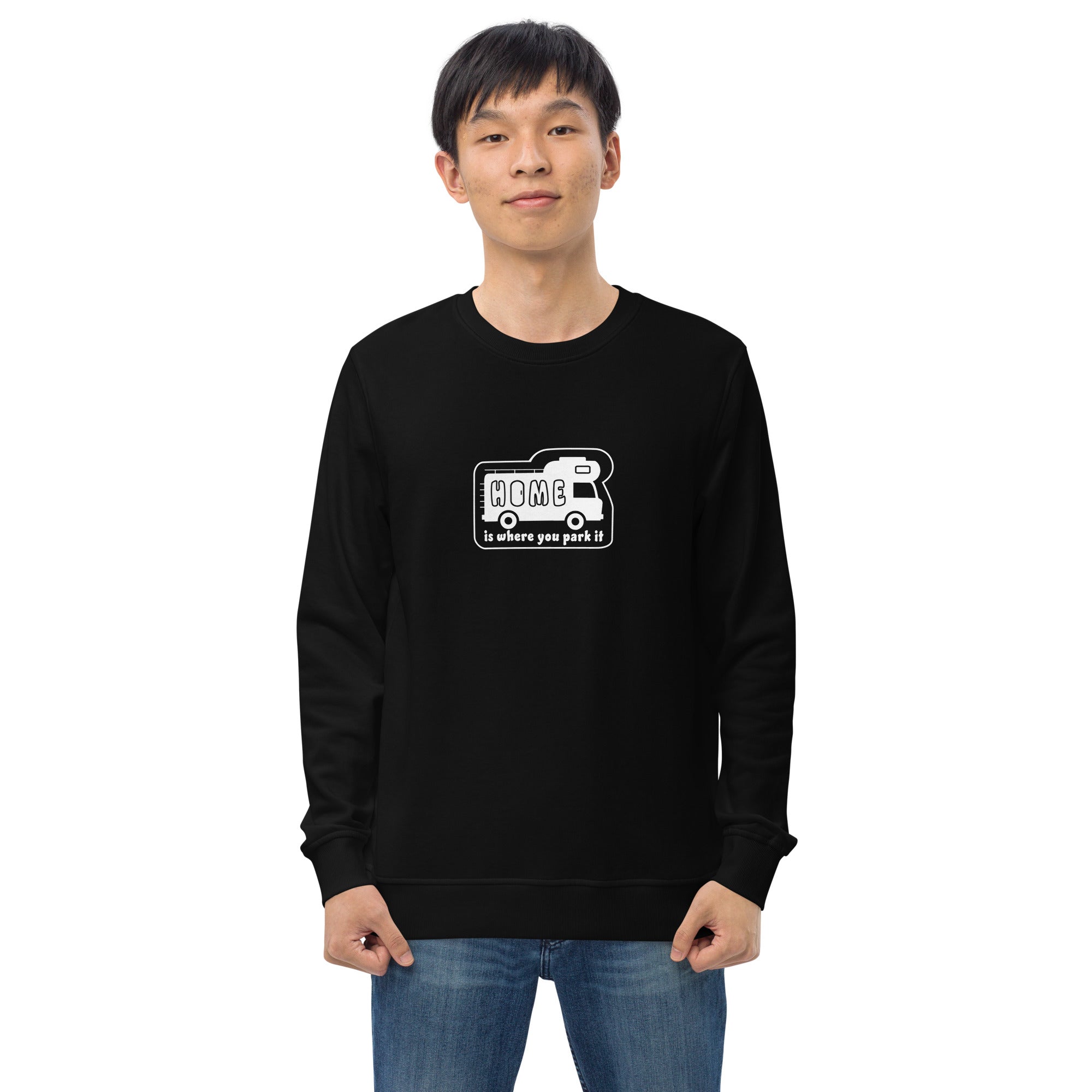 Unisex organic sweatshirt White Camper Van Home is where you park it