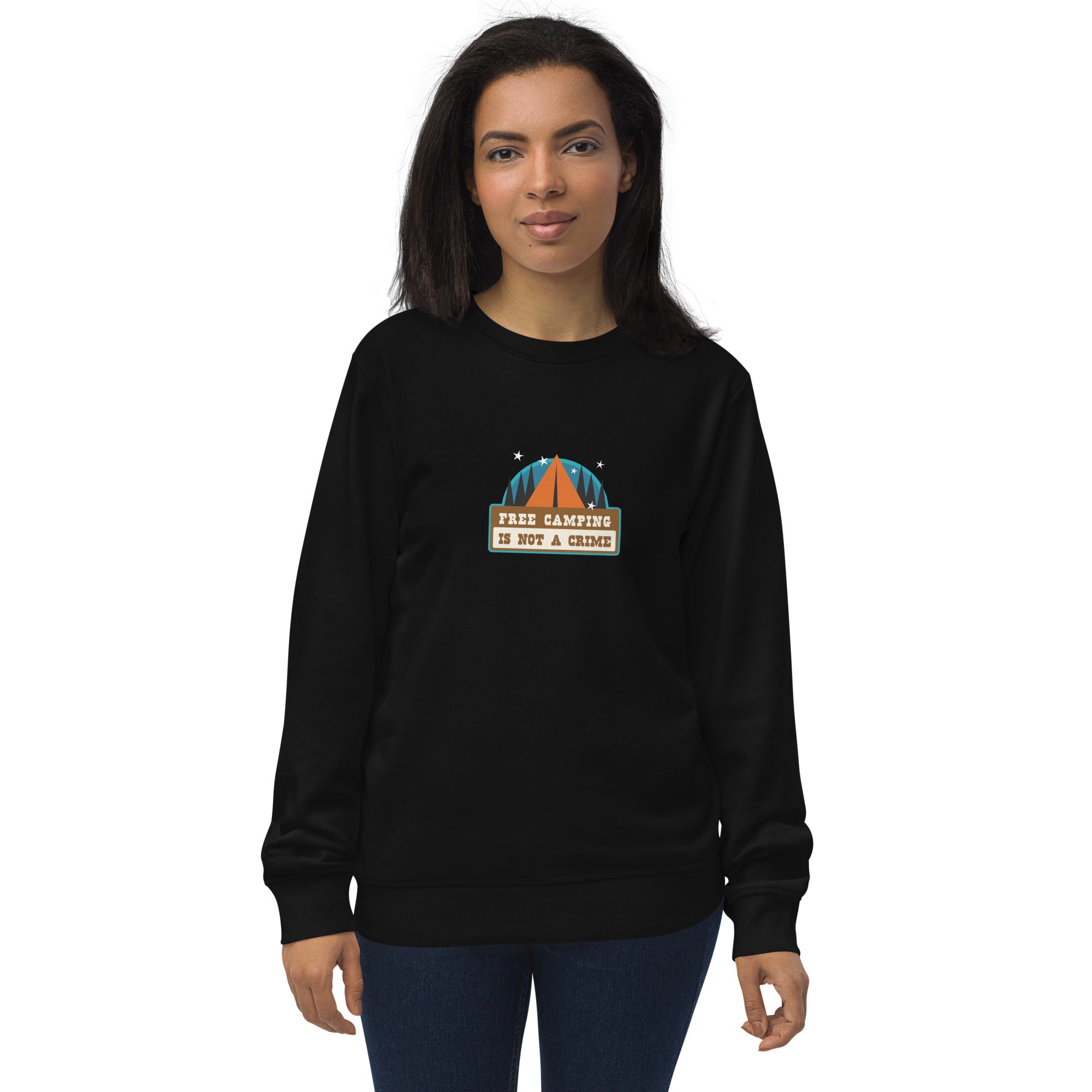 Unisex organic sweatshirt Free camping is not a crime graphic