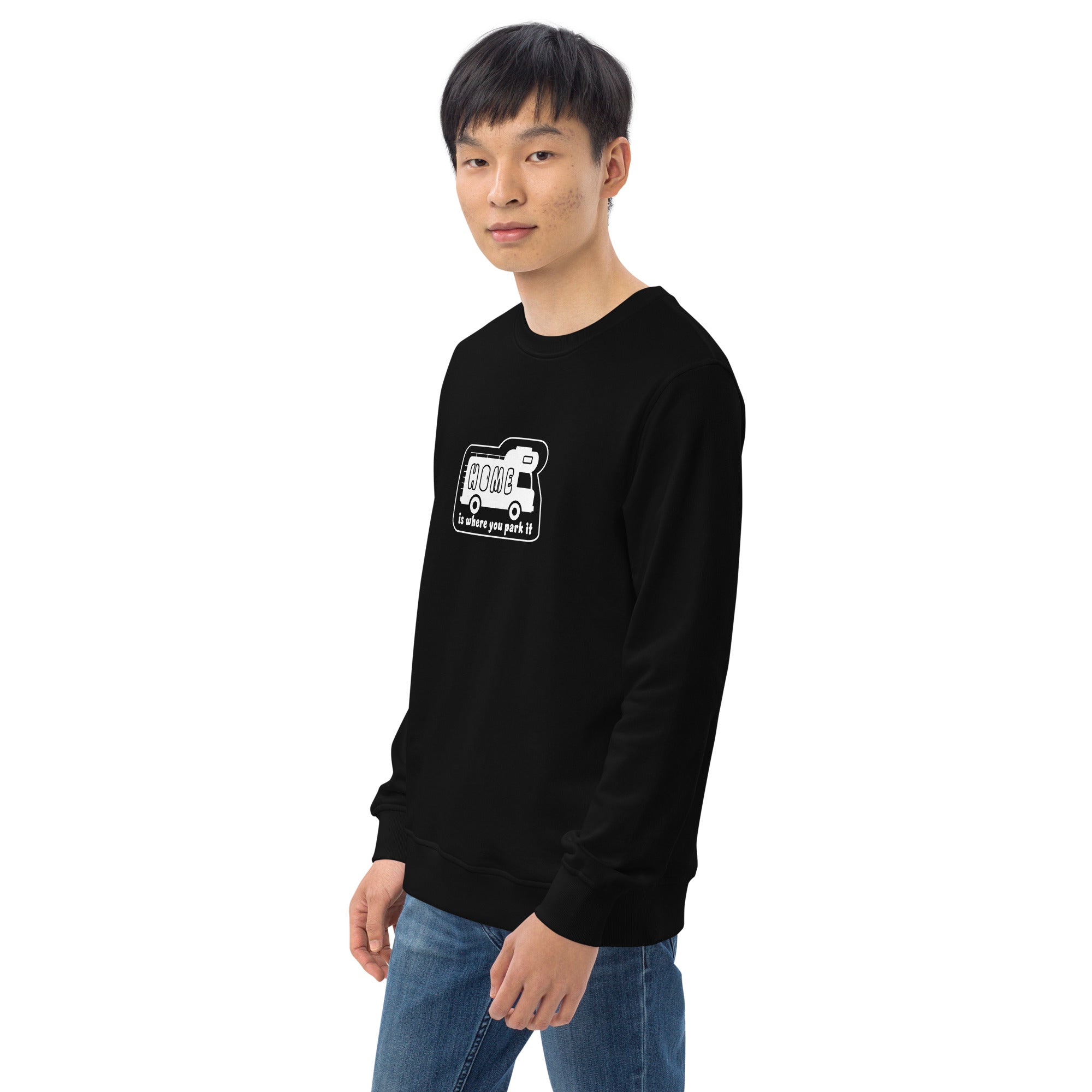 Unisex organic sweatshirt White Camper Van Home is where you park it