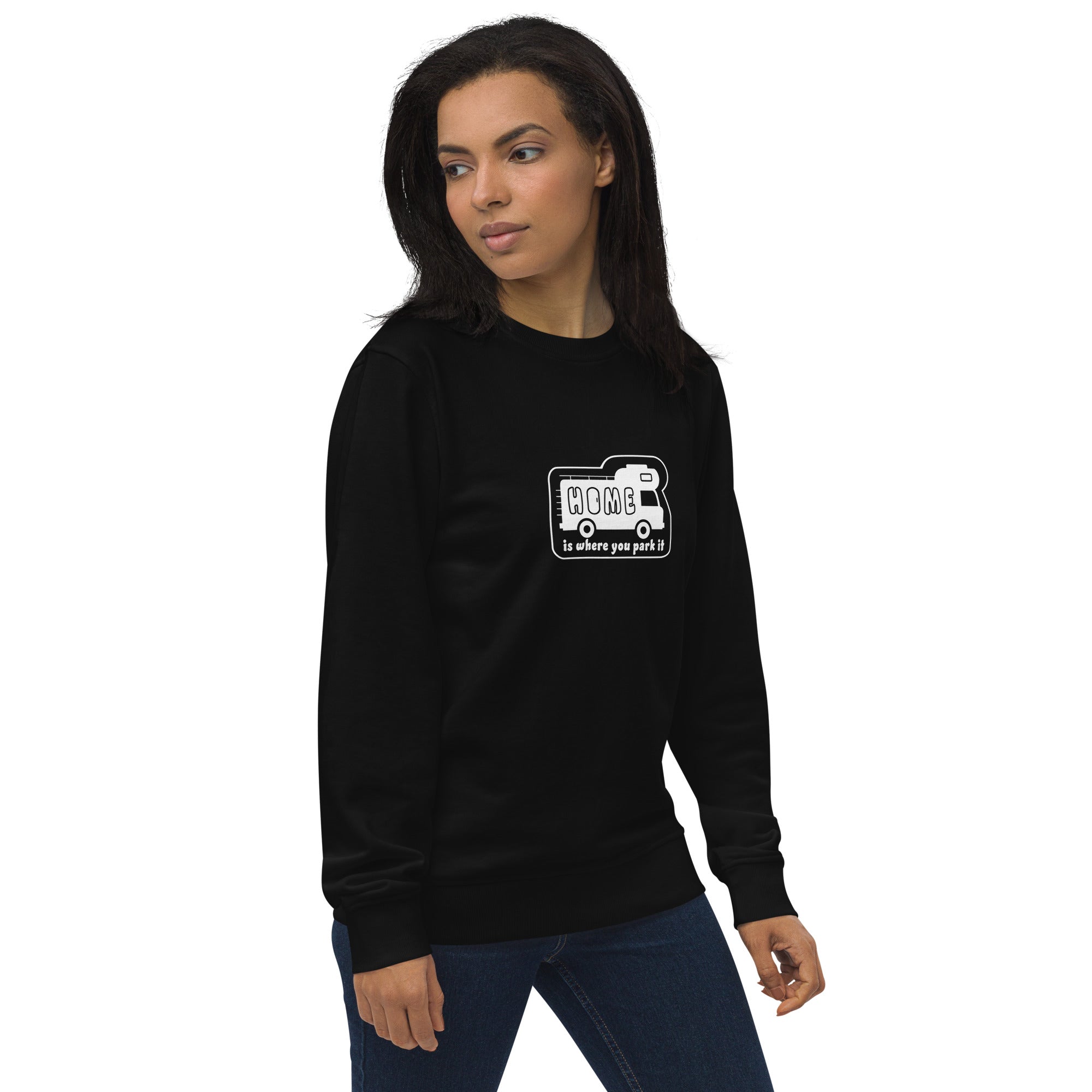 Unisex organic sweatshirt White Camper Van Home is where you park it