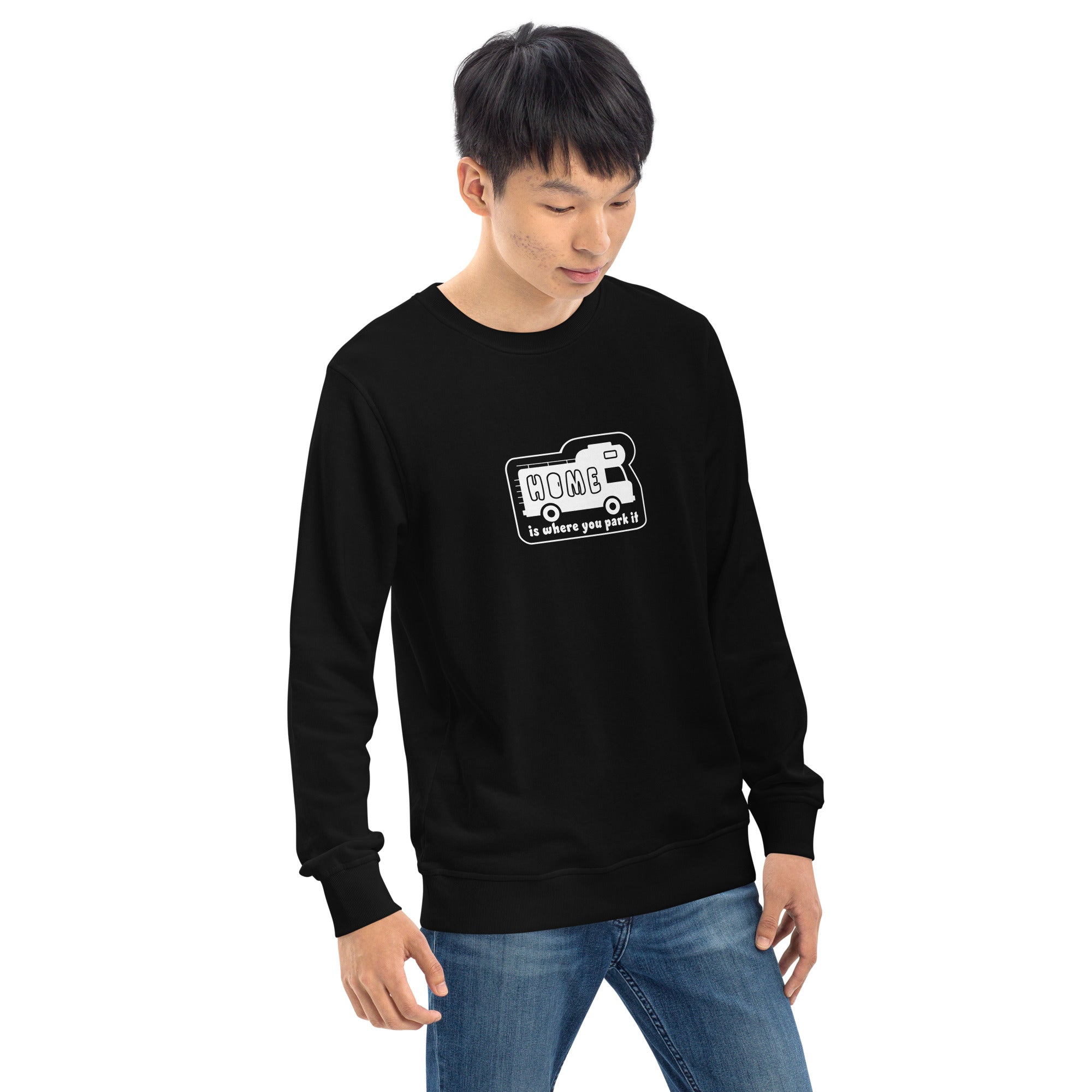 Unisex organic sweatshirt White Camper Van Home is where you park it