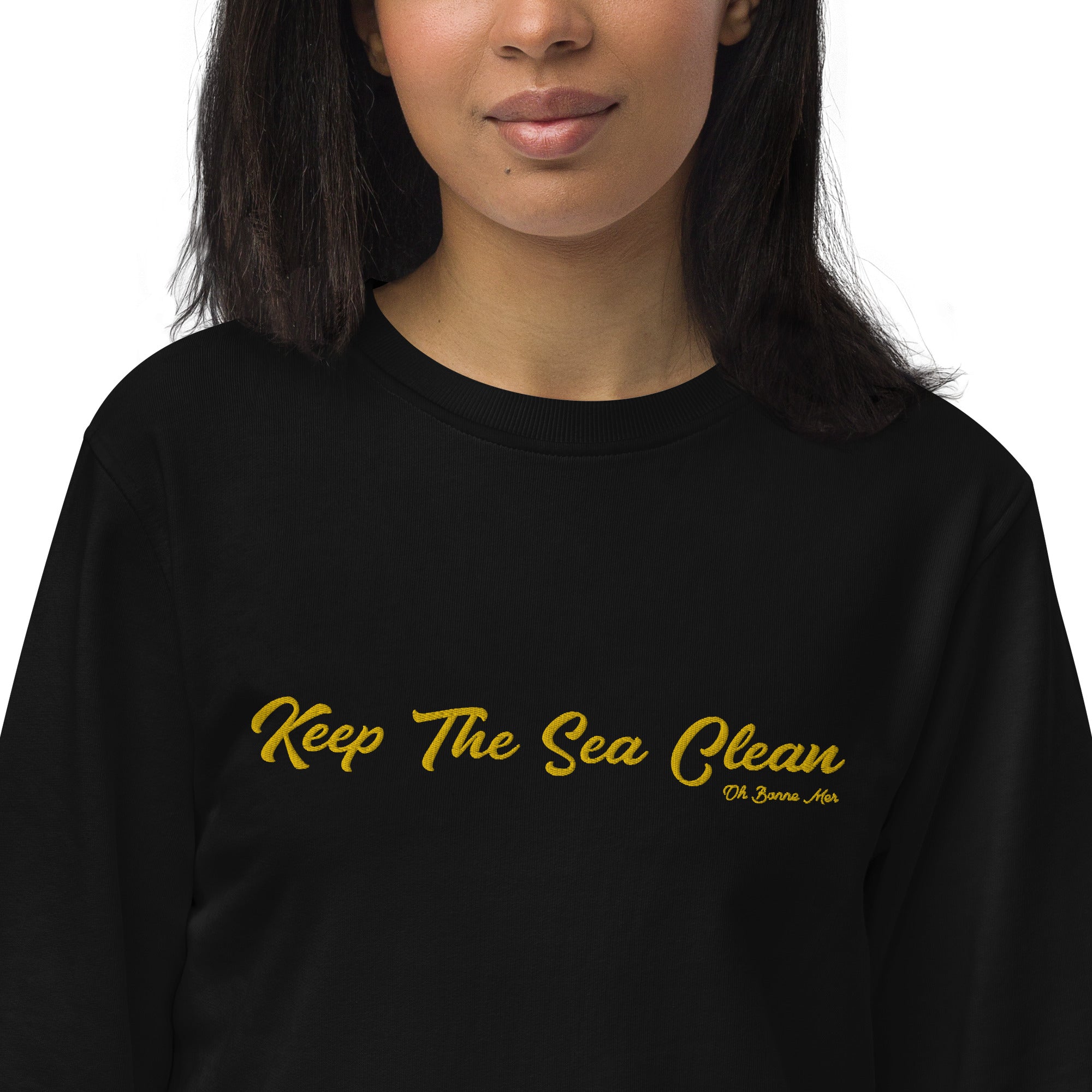 Sweat écologique unisexe Keep The Sea Clean grand motif doré brodé